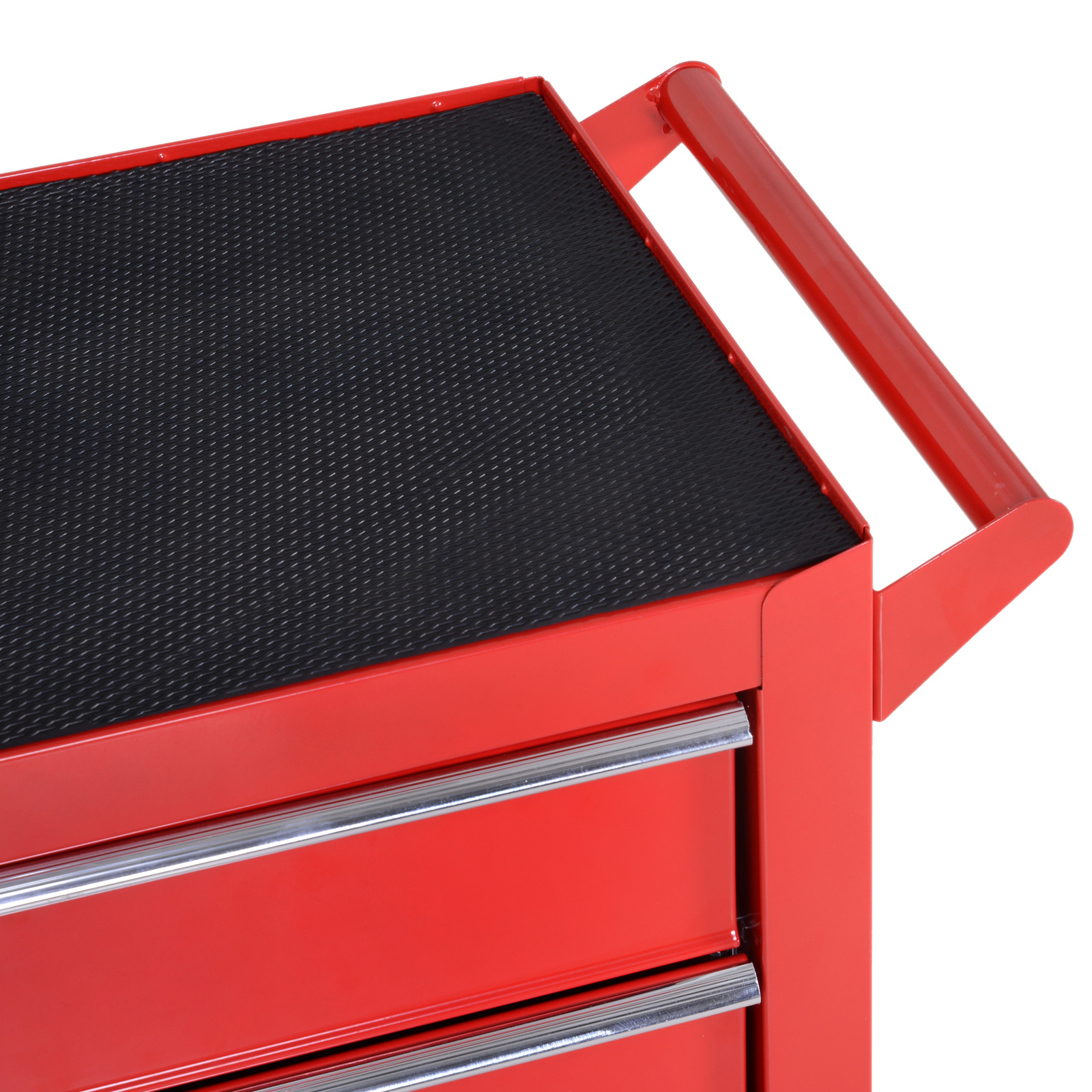 Rollschrank, Werkzeugschrank für Garage, Schuppen, Stahl, 69L x 33B x 75H cm, Rot