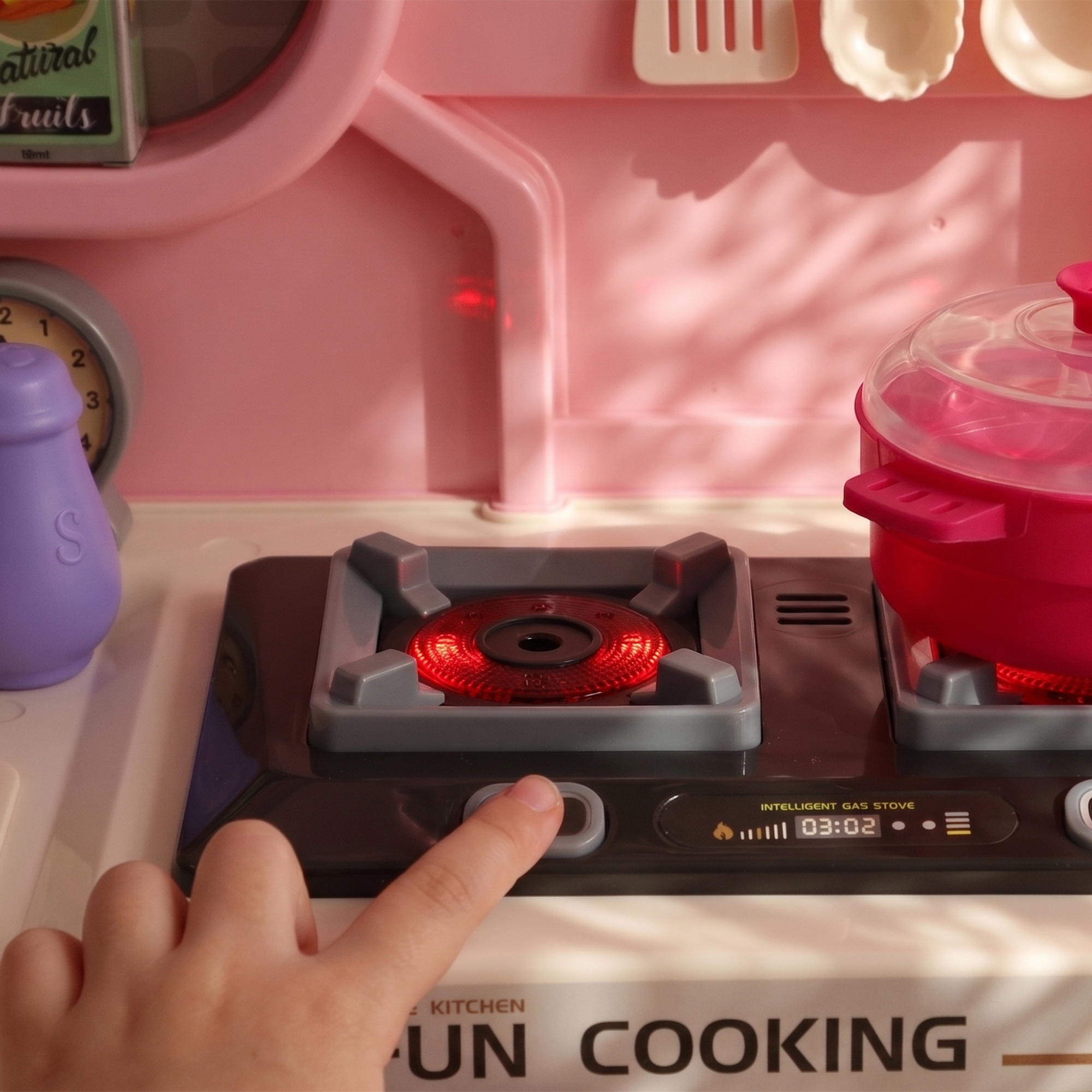 Kinderküche Kinder 33-teilig Spielküche Zubehör mit Licht, Sound, Stauraum, Spielspüle, Herd und Backofe 3-6 Jahren
