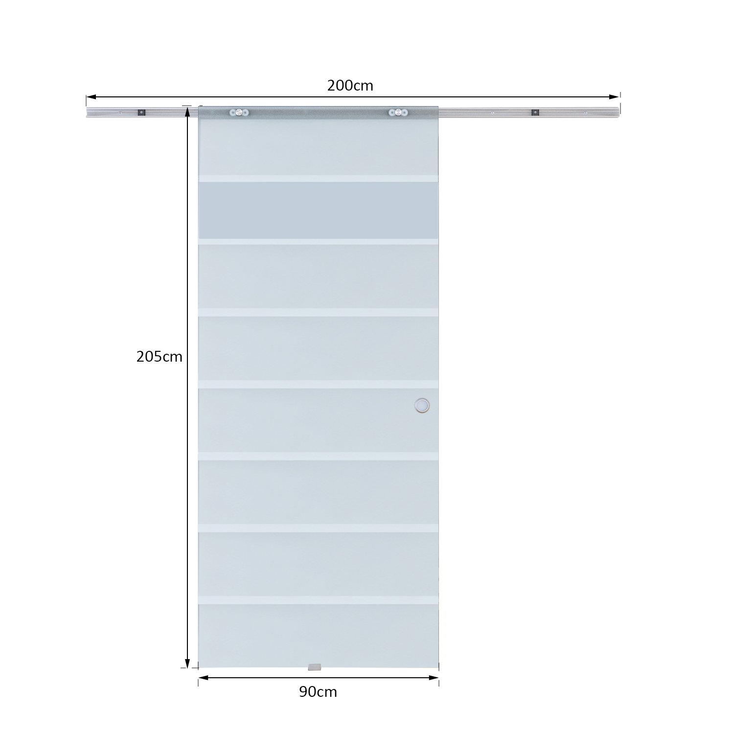 Glasschiebetür Schiebetür Glastür Zimmertür teilsatiniert 900 x 2050 mm