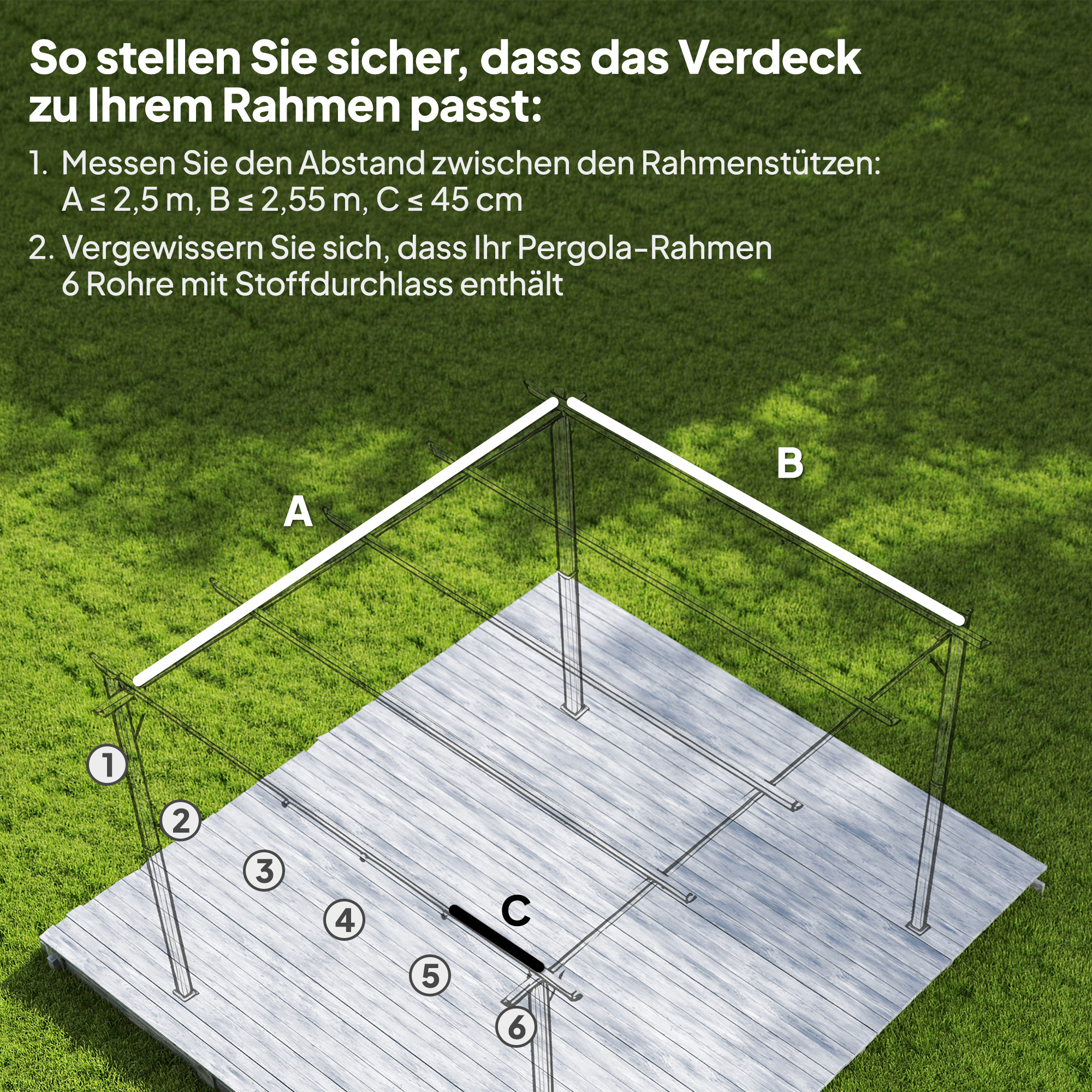 Ersatzplane für 3x3m Pavillons, mit Wasserablauflöchern, 2,50 x 2,55 m, Dunkelgrau