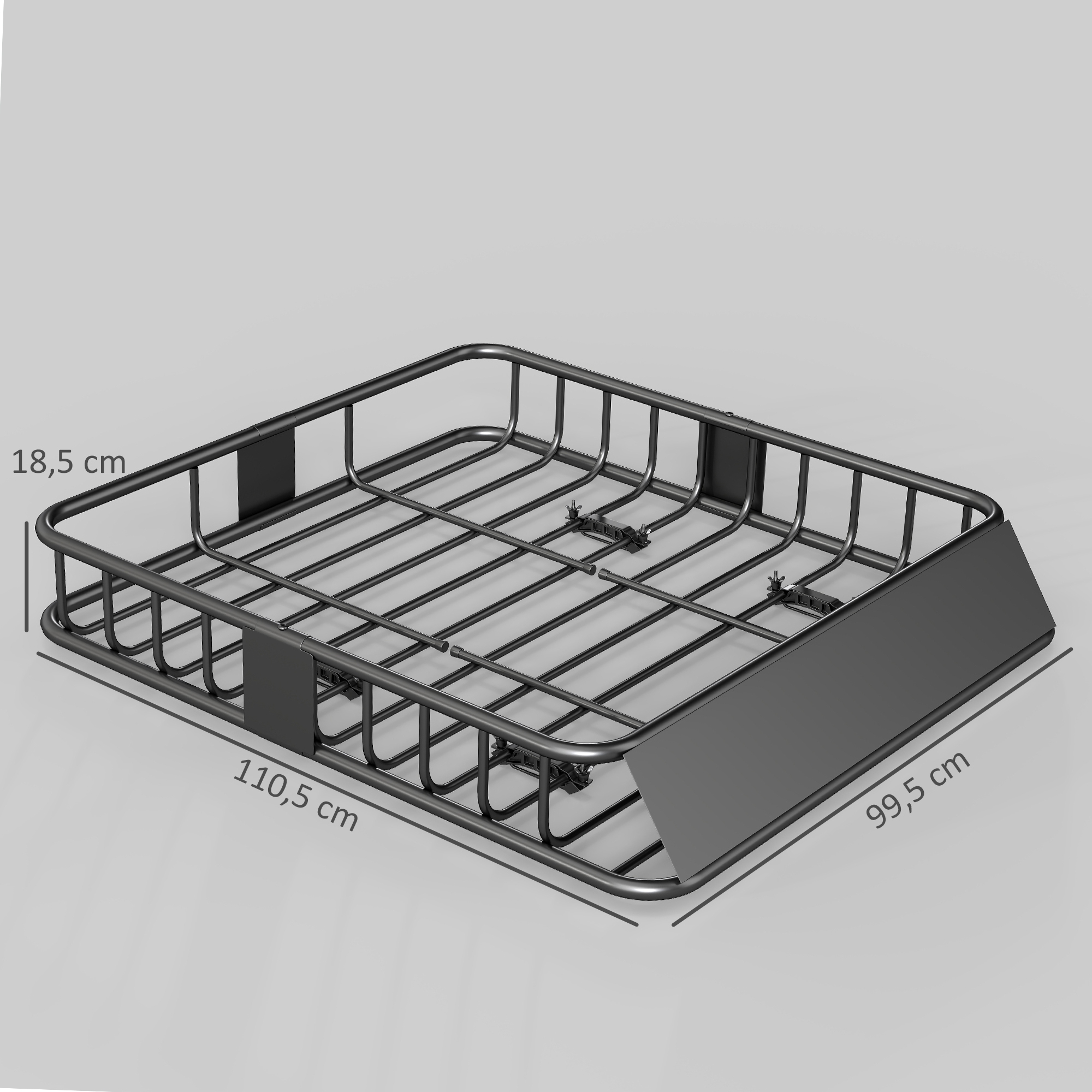 Dachgepäckträger für Autos, Autodach-Korb, 90,7 kg Tragkraft, Dachträger mit Windabweiser, Stahlrohre, Schwarz