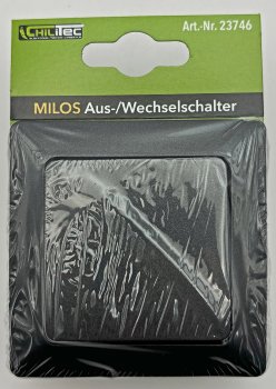 MILOS Wechsel-Schalter, UP, anthrazit / 250V~/ 10A, inkl. Rahmen, Steckanschluss