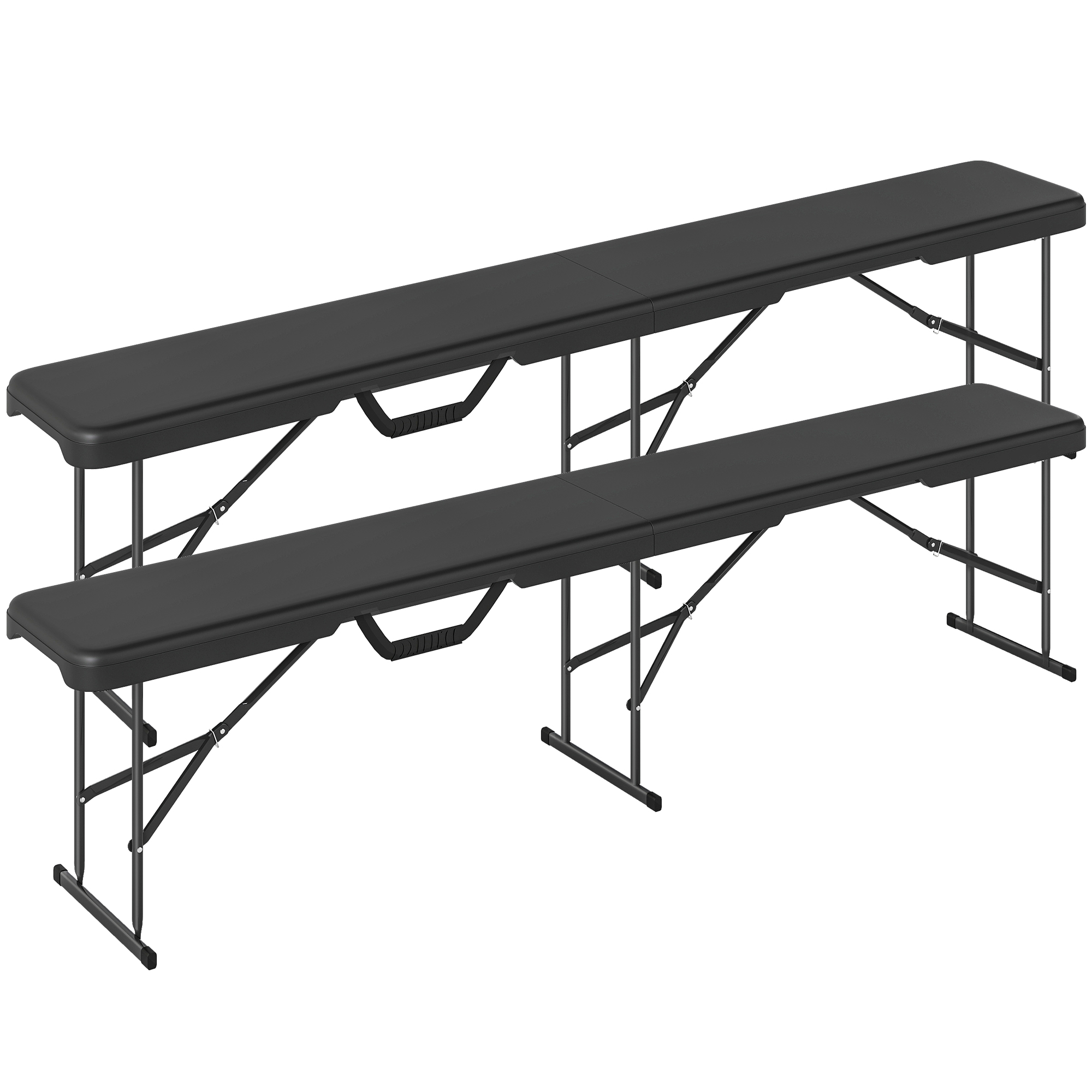Campingbank, Kunststoff-Outdoor-Bank, 240 kg Belastbarkeit, Schwarz
