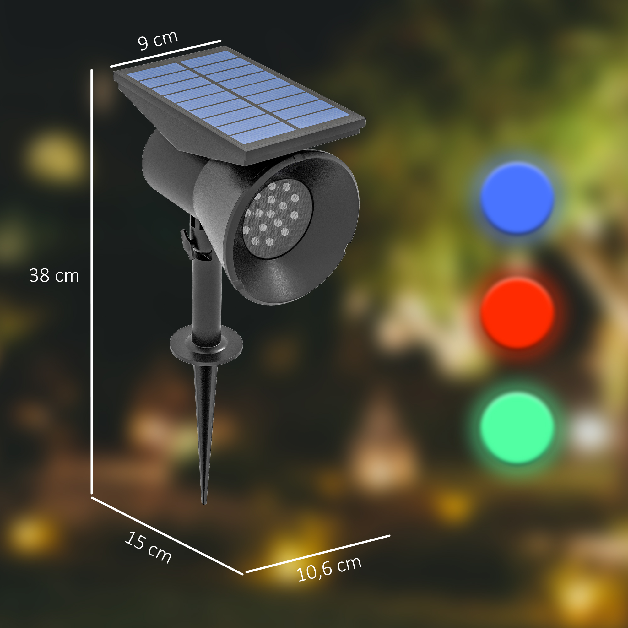 Solarleuchten, 2 Stück Solarlampen, Solar Gartenleuchte mit 2 Lichtfarben, Boden-/Wandmontage, IP54 Wasserdicht für Balkon, Terrasse, Schwarz