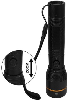 LED-Taschenlampe ARCAS mit Akku 10W, 1000lm, Zoom, Powerbankfunktion