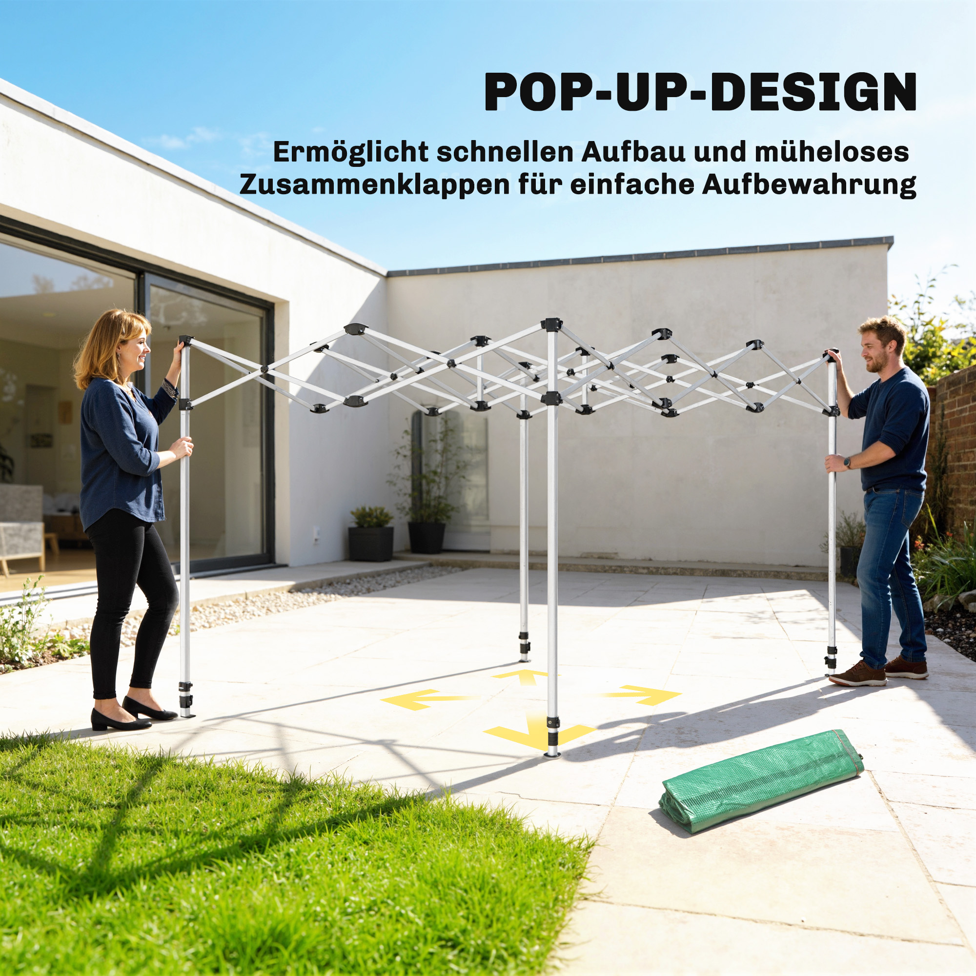 Pop Up Gewächshaus ca. 200x300x270 cm Faltbar Foliengewächshaus mit Satteldach Reißverschlusstüren und -fenstern