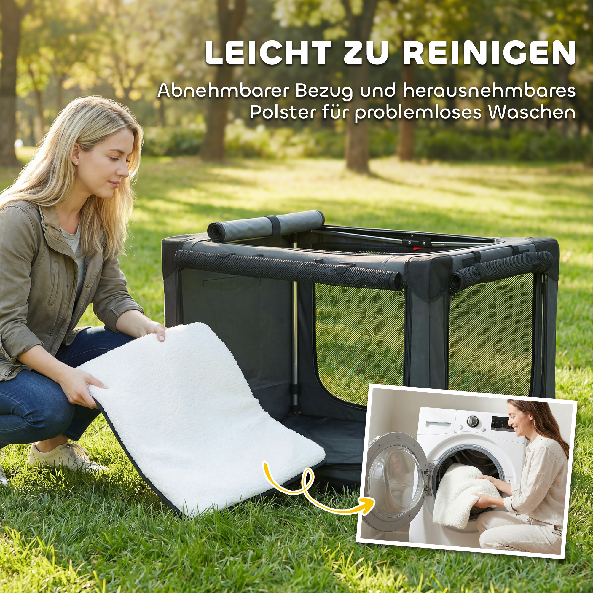 Hundebox faltbar Hundetransportbox mit Kissen abnehmbar waschbar Bezug aus Oxford-Gewebe für Hunde bis 30kg Armeegrün