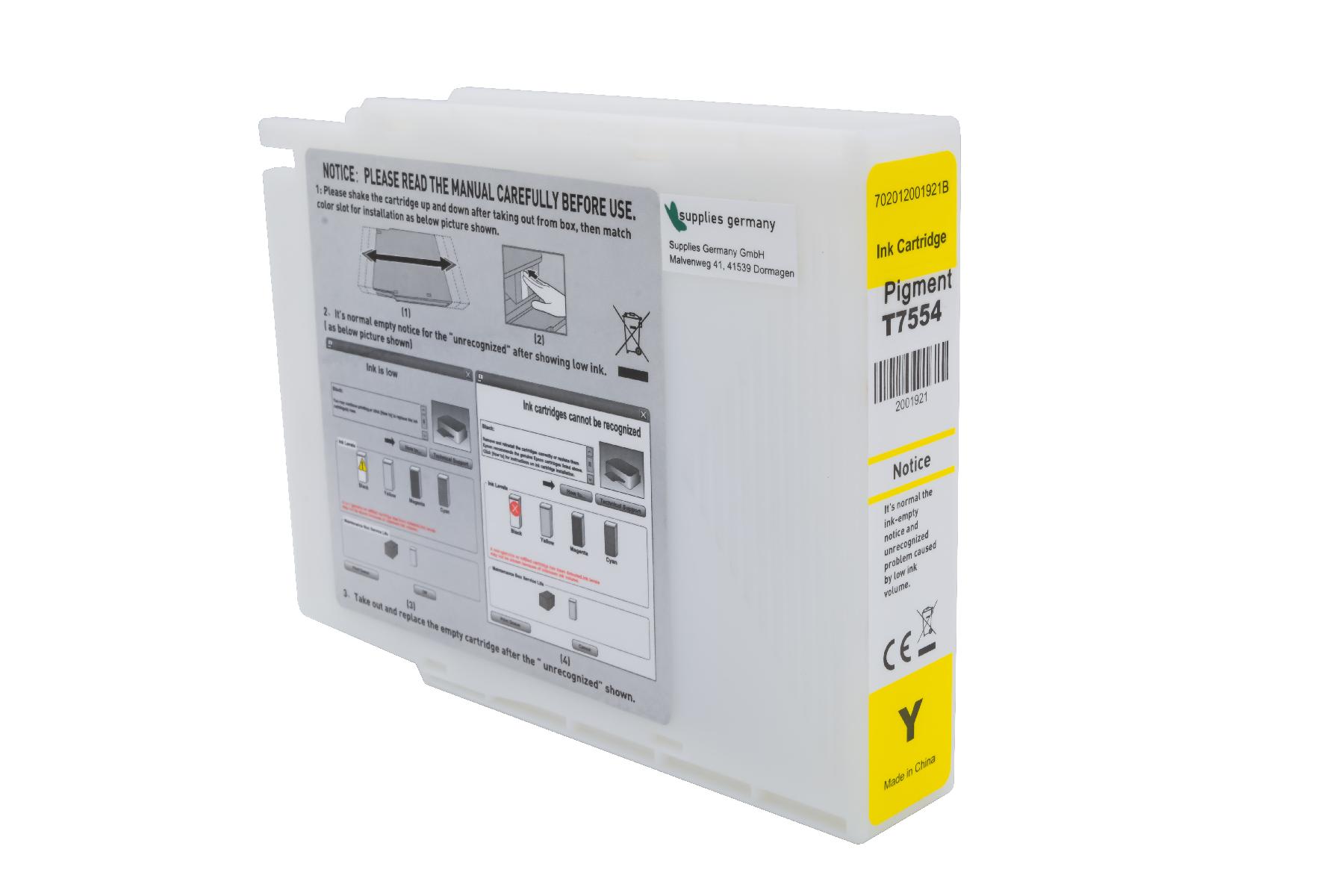 T7554 alternativ Tinte gelb für Epson / C13T755440 / 39ml