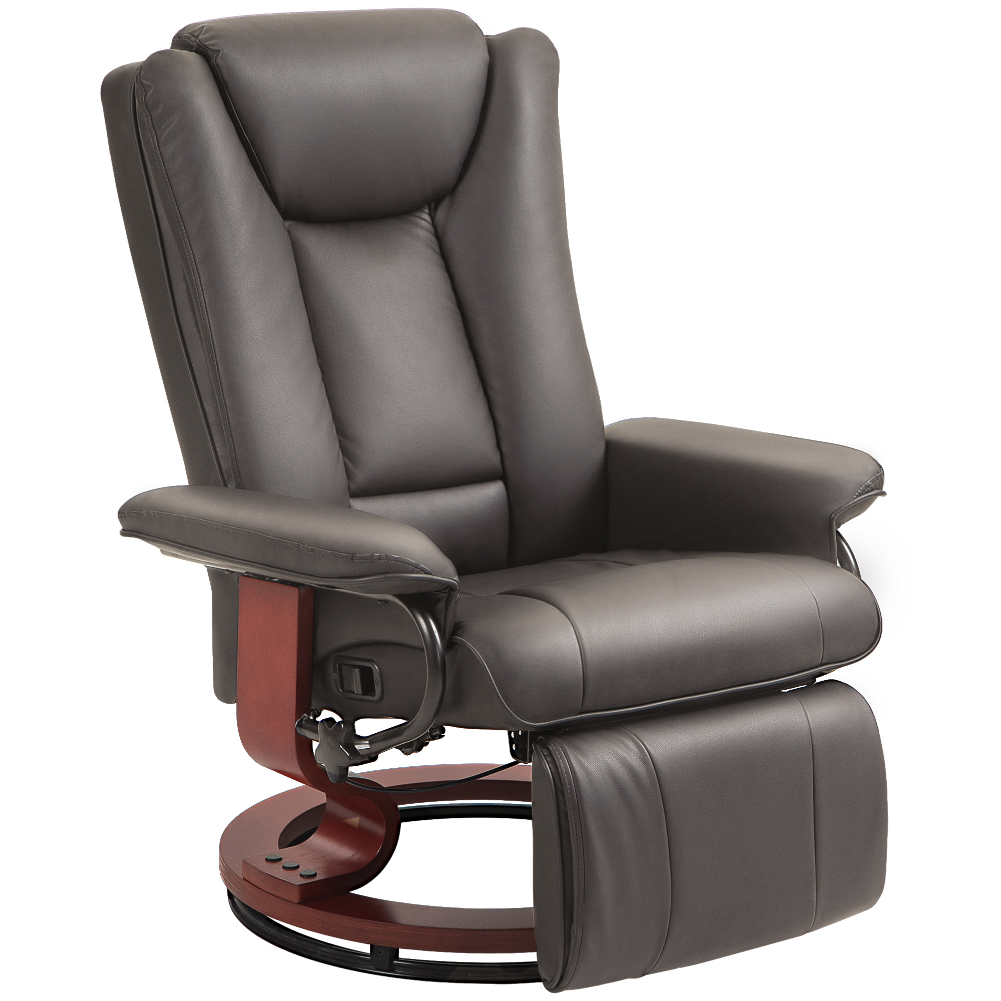 Relaxsessel mit Liegefunktion, drehbar, bis 150 kg, Kunstlederbezug, Stahlrahmen, Braun