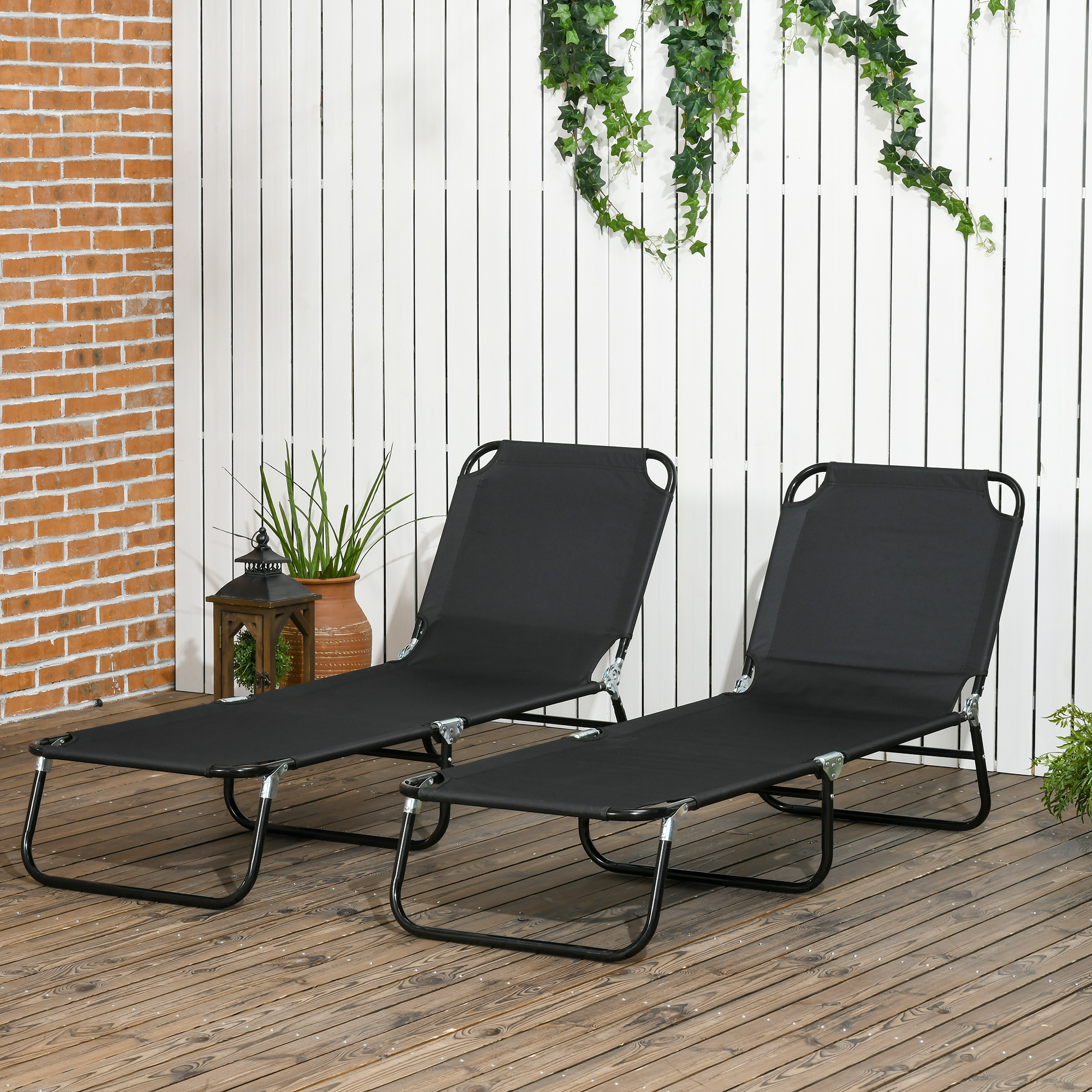 2er Set Sonnenliege klappbar Gartenliege mit 5-Fach höhenverstellbarer Rückenlehne bis 120kg belastbar