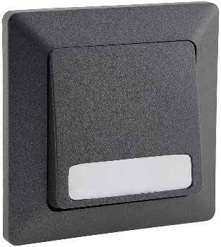 MILOS Taster mit Namensschild, Anthrazit, 0-250V~/ 10A, inkl. Rahmen, UP