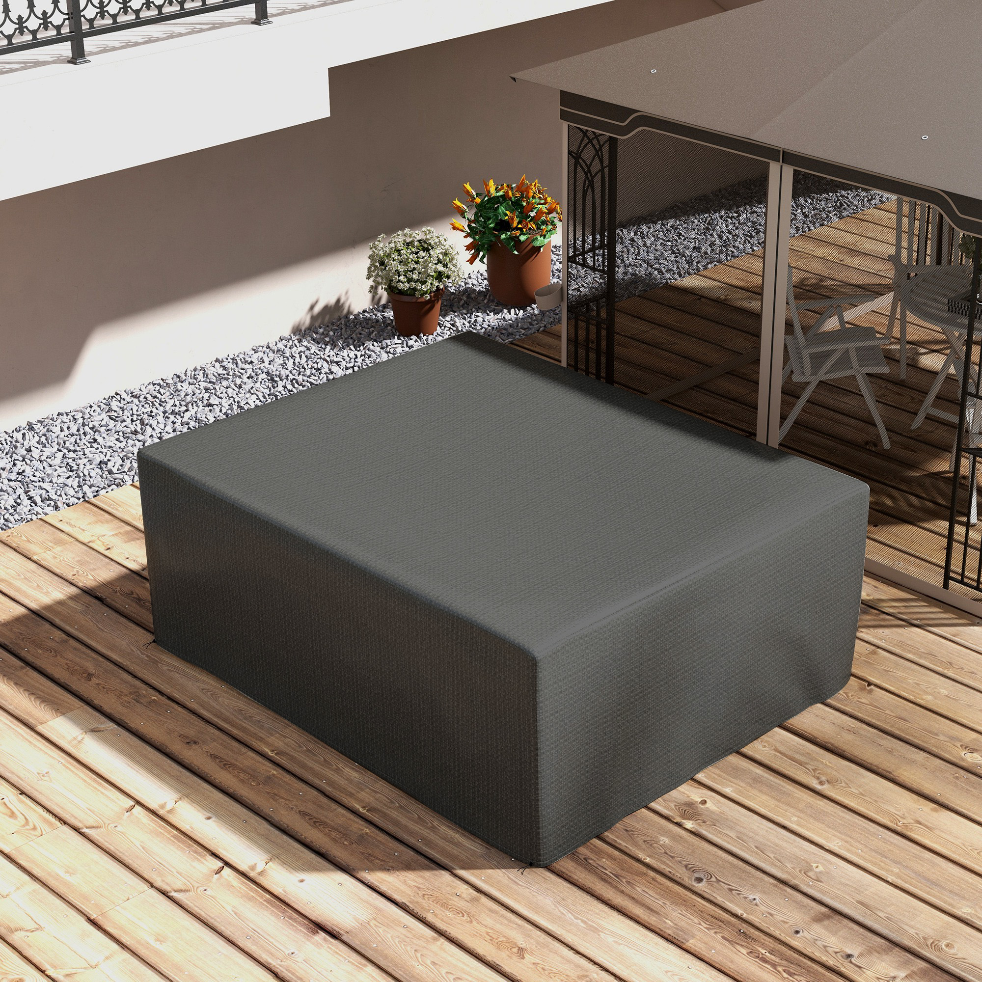 Schutzhülle für Gartenmöbel Winterfest Wasserdicht Abdeckung Anti-UV Abdeckplane 235 x 190 x 90cm Grau