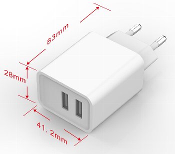 Stecker-Netzteil mit USB "CTN-0520 Duo", Aus 5V=, 2x1/1x2A, 10W