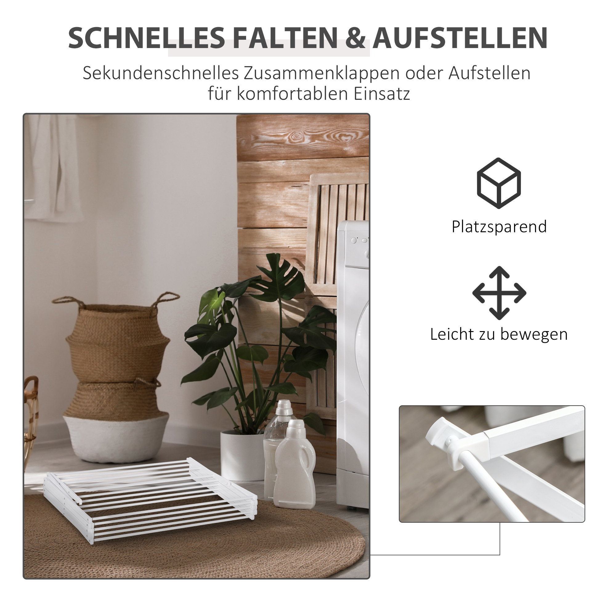 Wäscheständer faltbar 8-stufiger Trockengestell Turmtrockner Turmwäscheständer Trockenständer Metall Kunststoff Weiß 74 x 35 x 144 cm