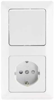 MILOS Set Steckdose + Schalter + Rahmen / 250V~/ 16A, Steckanschluss, Matt-weiß