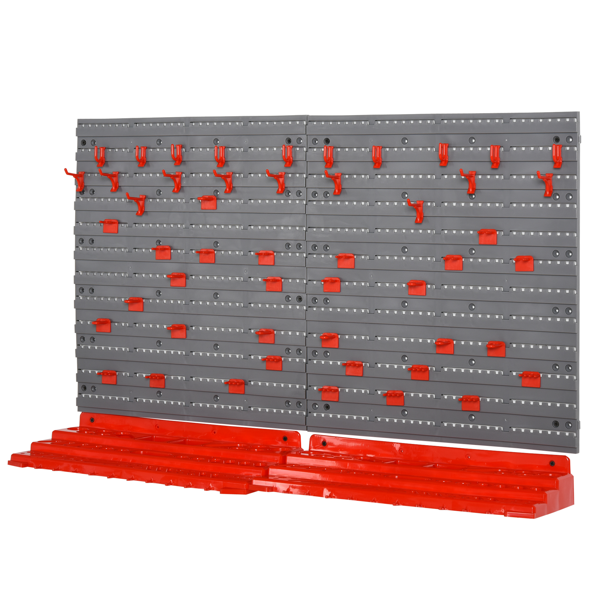 Werkzeuglochwand Wandregal 54 tlg Werkzeughalter Werkzeugwand für Werkstatt Sichtlagerkästen Hakenset PP Grau+Rot 95,5 x 23 x 53,5 cm