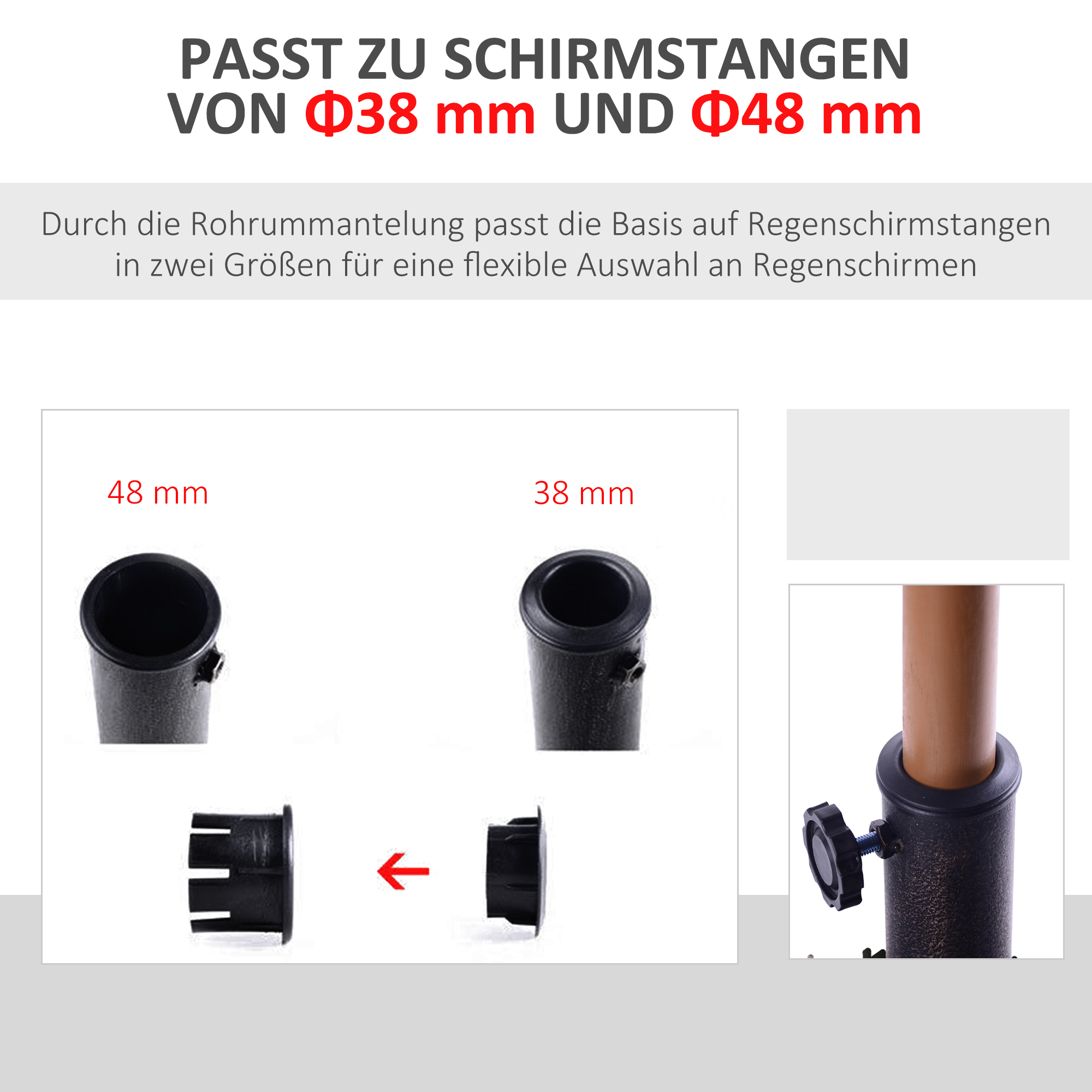 Sonnenschirmständer 15 kg Schirmständer Quadratisch Schirmhalter, Schirmgewicht, Ständer für Sonnenschirm 38mm Rohrdurchmesser, für Balkon, Terasse, Garten, Bronze