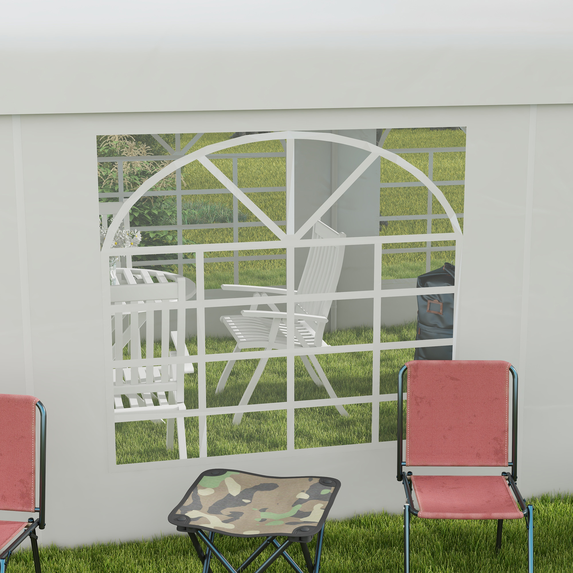 Ersatzwand für Bierzelt oder Pavillon, wasserdicht, einfache Montage, 6 x 2 m, Weiß