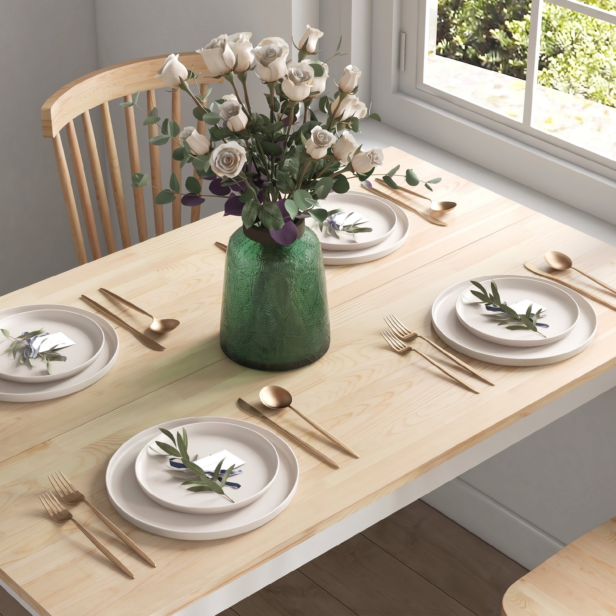 Esstisch, 120 x 75 cm Küchentisch mit Landhaus-Stil für 4 Personen, Holztisch für Wohnzimmer, Esszimmer, Natur