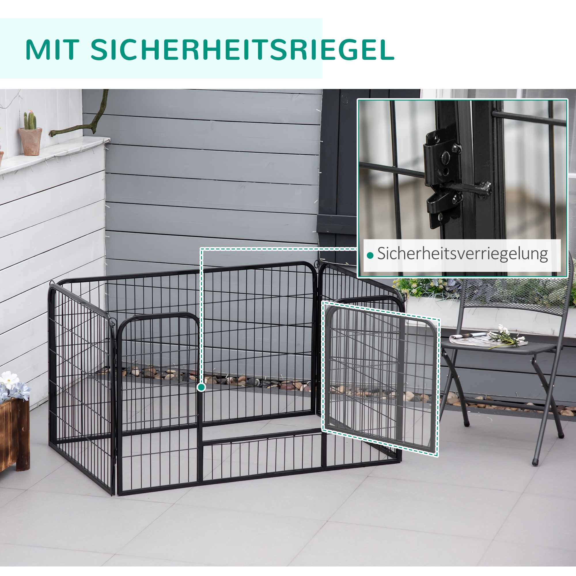 Welpenauslauf, klappbar, 1 Tür,  129 cm x 84 cm x 70 cm Schwarz