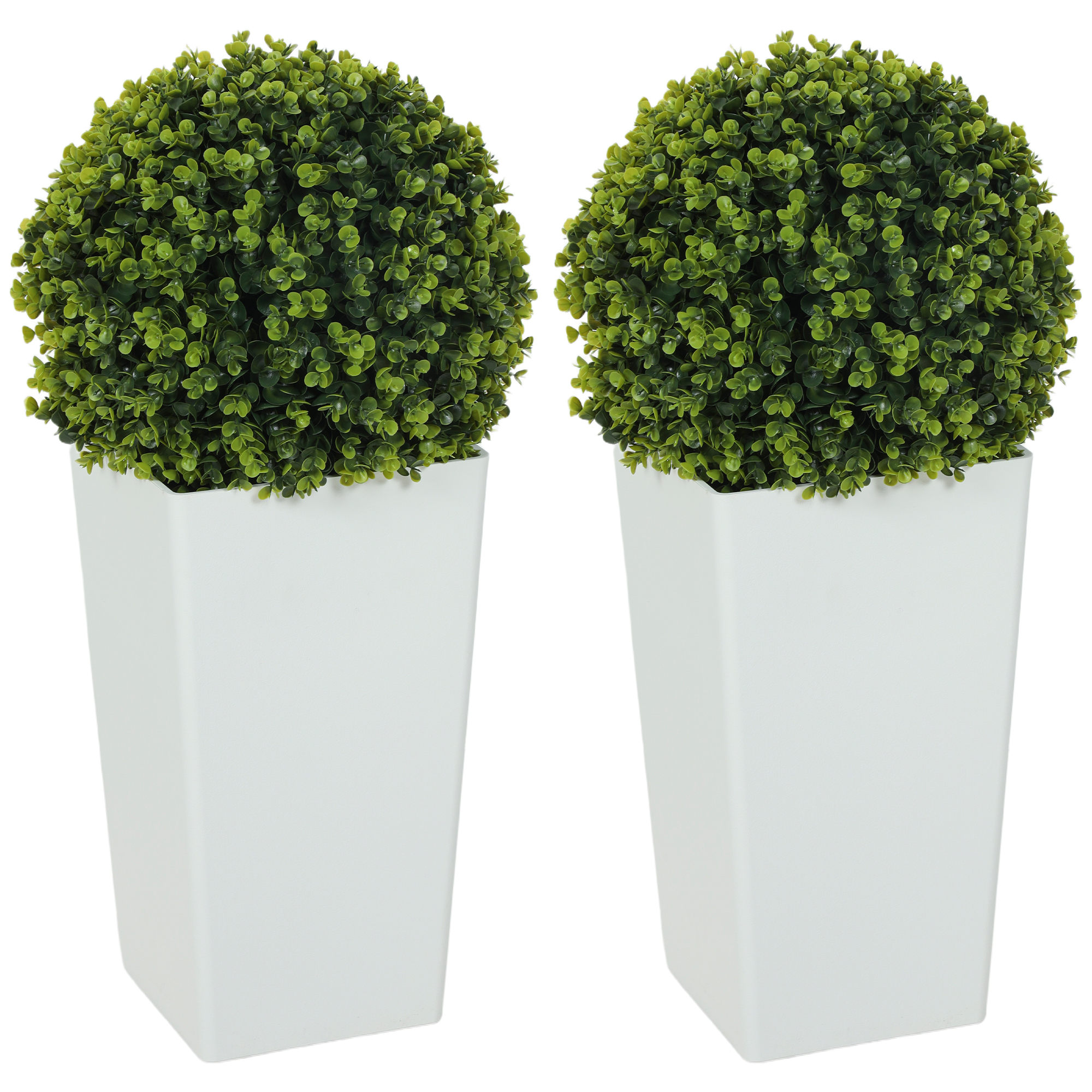 2er-Set Künstlicher Eukalyptuskugeln 65 cm Kunstpflanze mit UV-Schutz, 330 Blättern im Topf, Grün