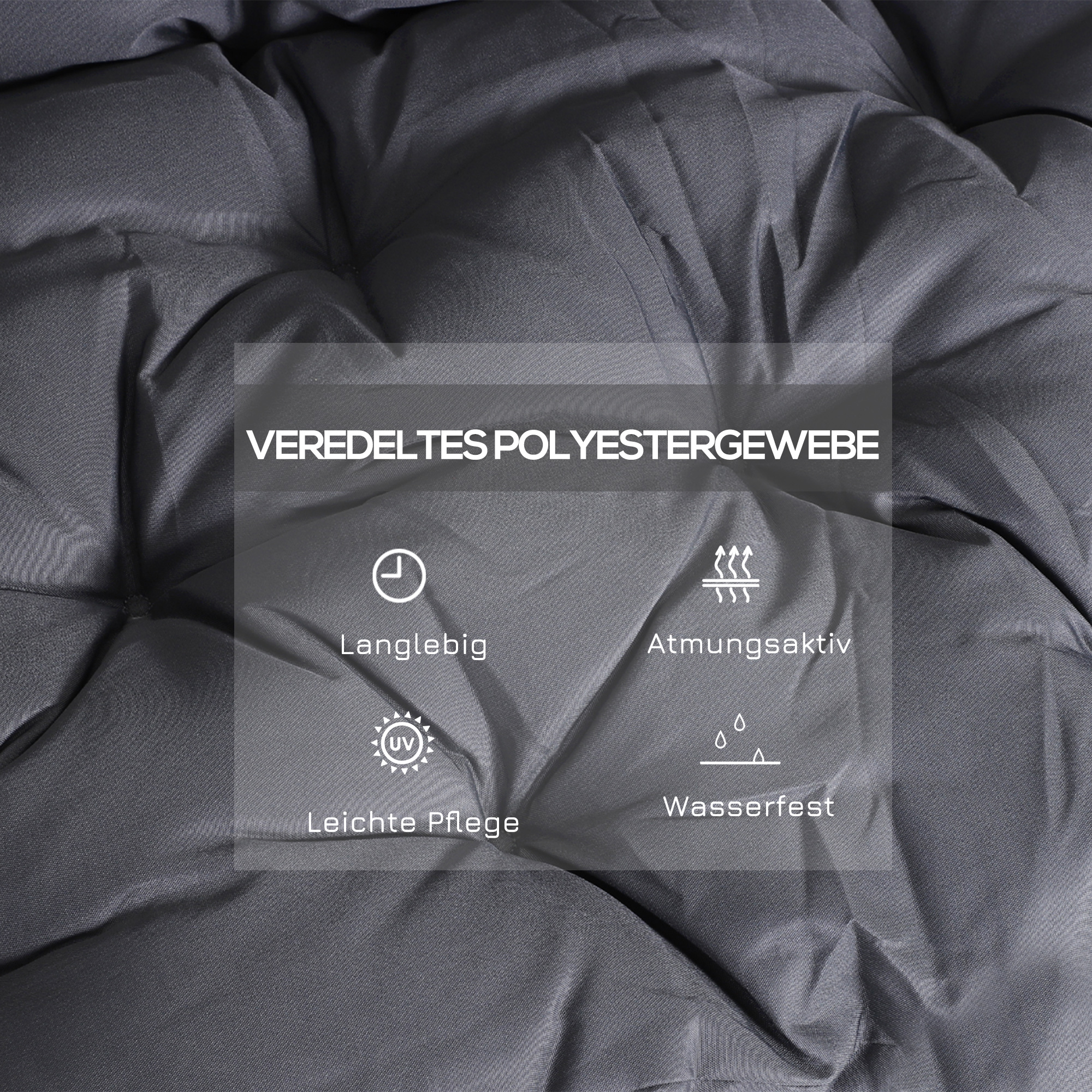 2 Sitzer Bankauflage 100 x 98 x 8 cm Sitzkissen mit Bändern Rückenkissen für Indoor/Outdoor Polster Auflage für Sitzbank Gartenbank Gartenmöbel Hollywoodschaukeln Dunkelgrau