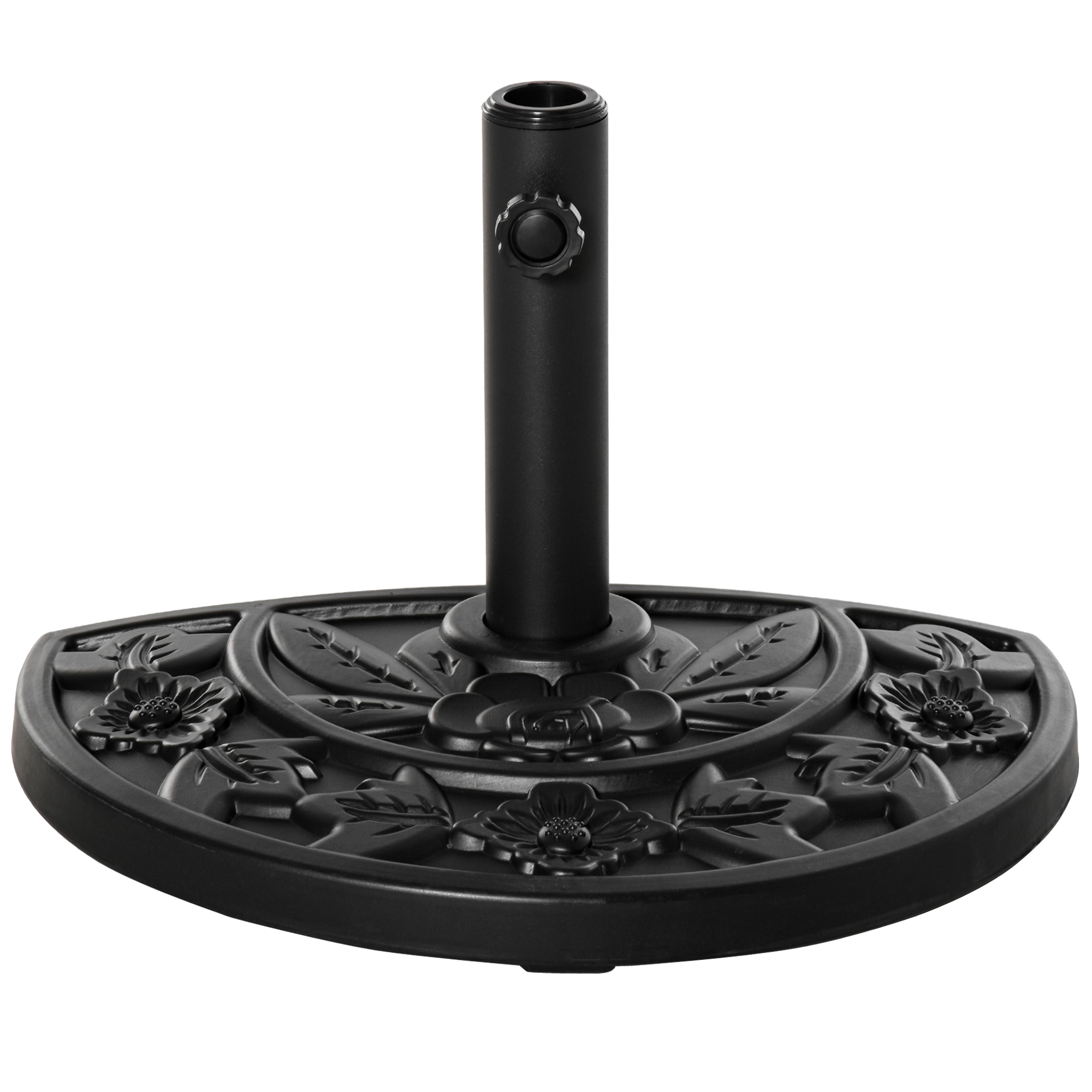 Sonnenschirmständer, halbrund, 9 kg, Blumendesign, HDPE/Zement, für Schirmmasten Ø35/38/48 mm