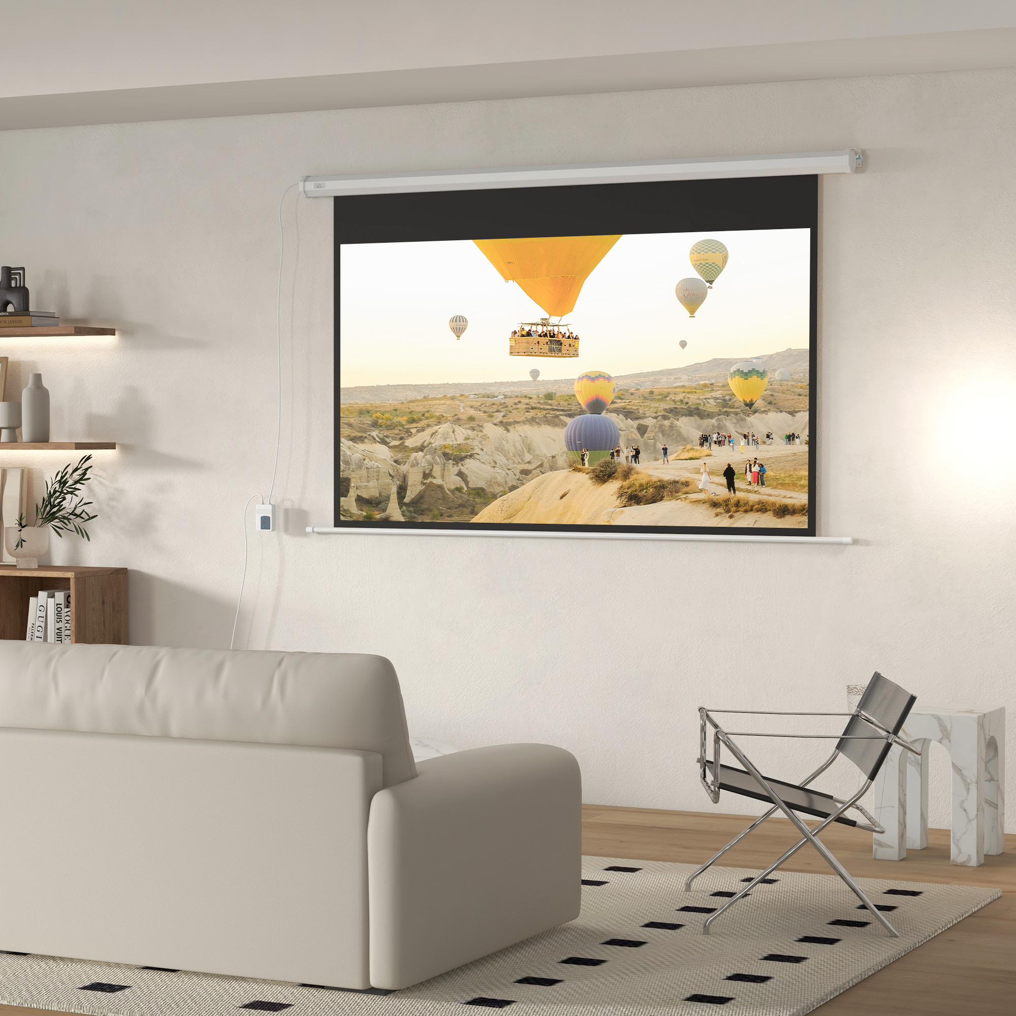 Beamer-Leinwand, Projektionsleinwand, 16:9, 84 Zoll, Fernbedienung, Motor