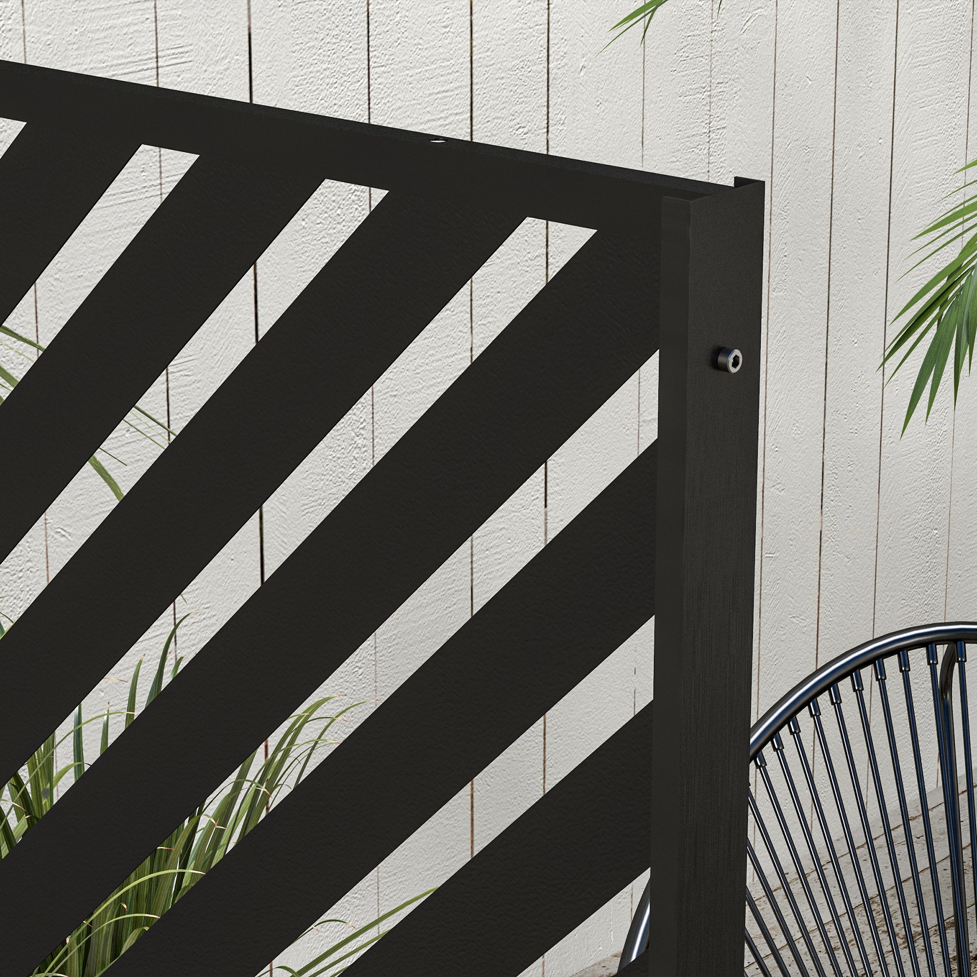 Sichtschutz Sichtschutz Garten Gartenabtrennung, geometrische Formen, Metall, 122 x 45 x 198 cm, Schwarz