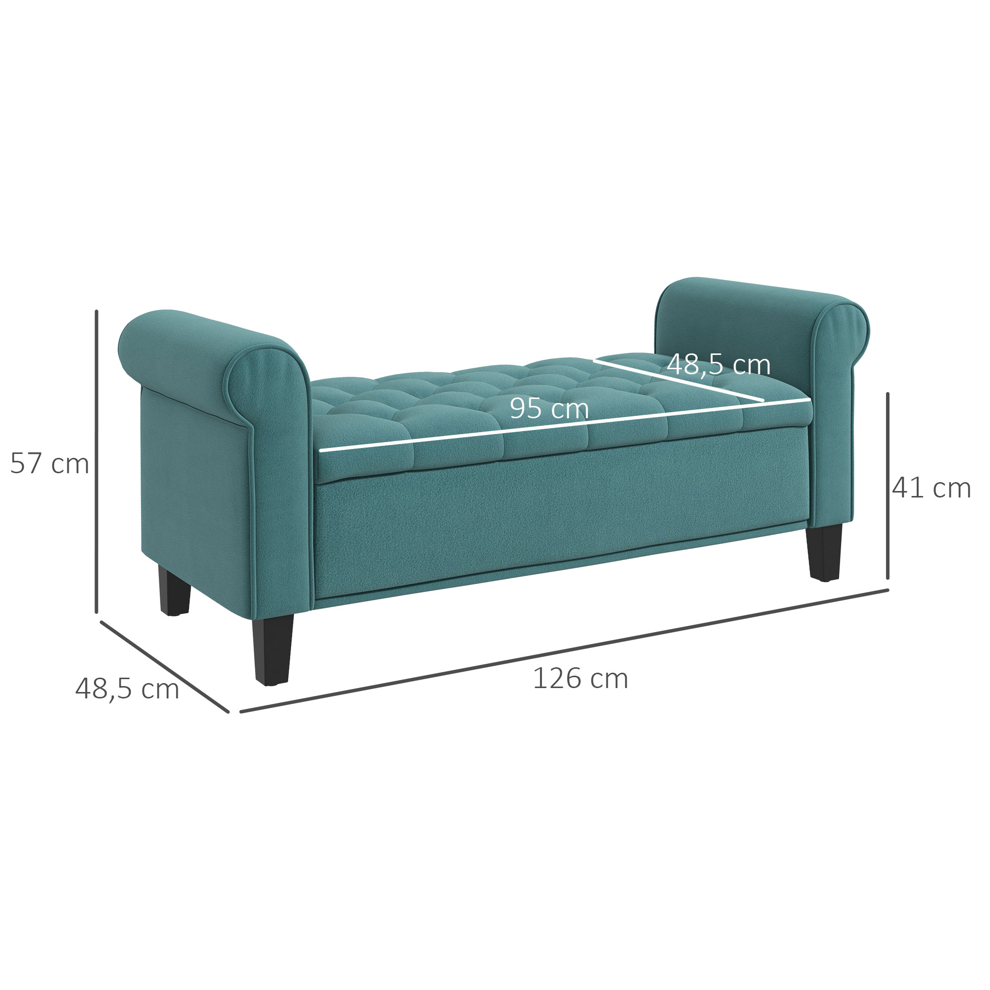 Sitzbank im Vintage-Design, Sitzbank mit Stauraum, Samtoptik, Grün