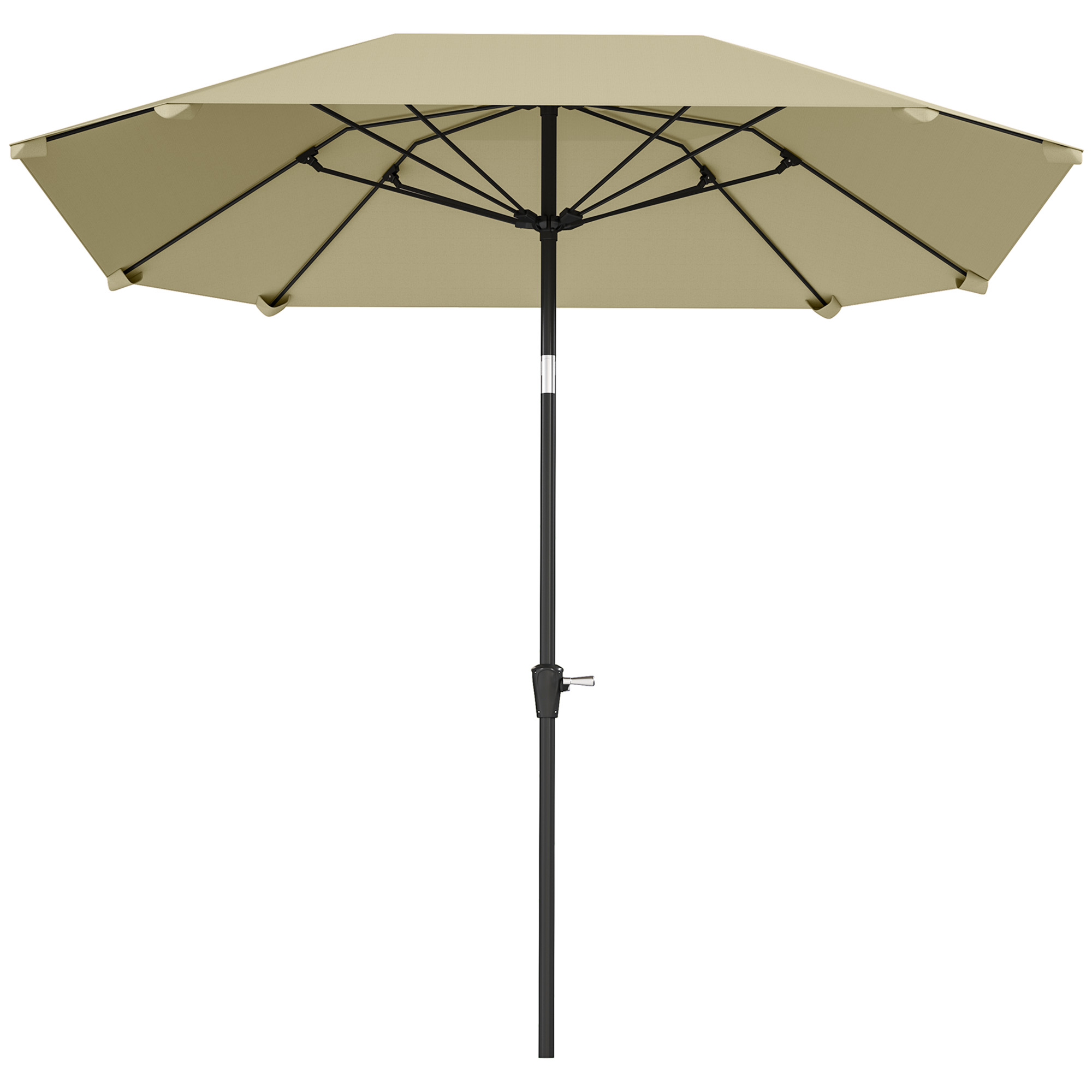 2,3 m Sonnenschirm ohne Basis, Verstellbarer Terrassenschirm mit Kurbel, Polyester, Aluminium, Fiberglas, Beige