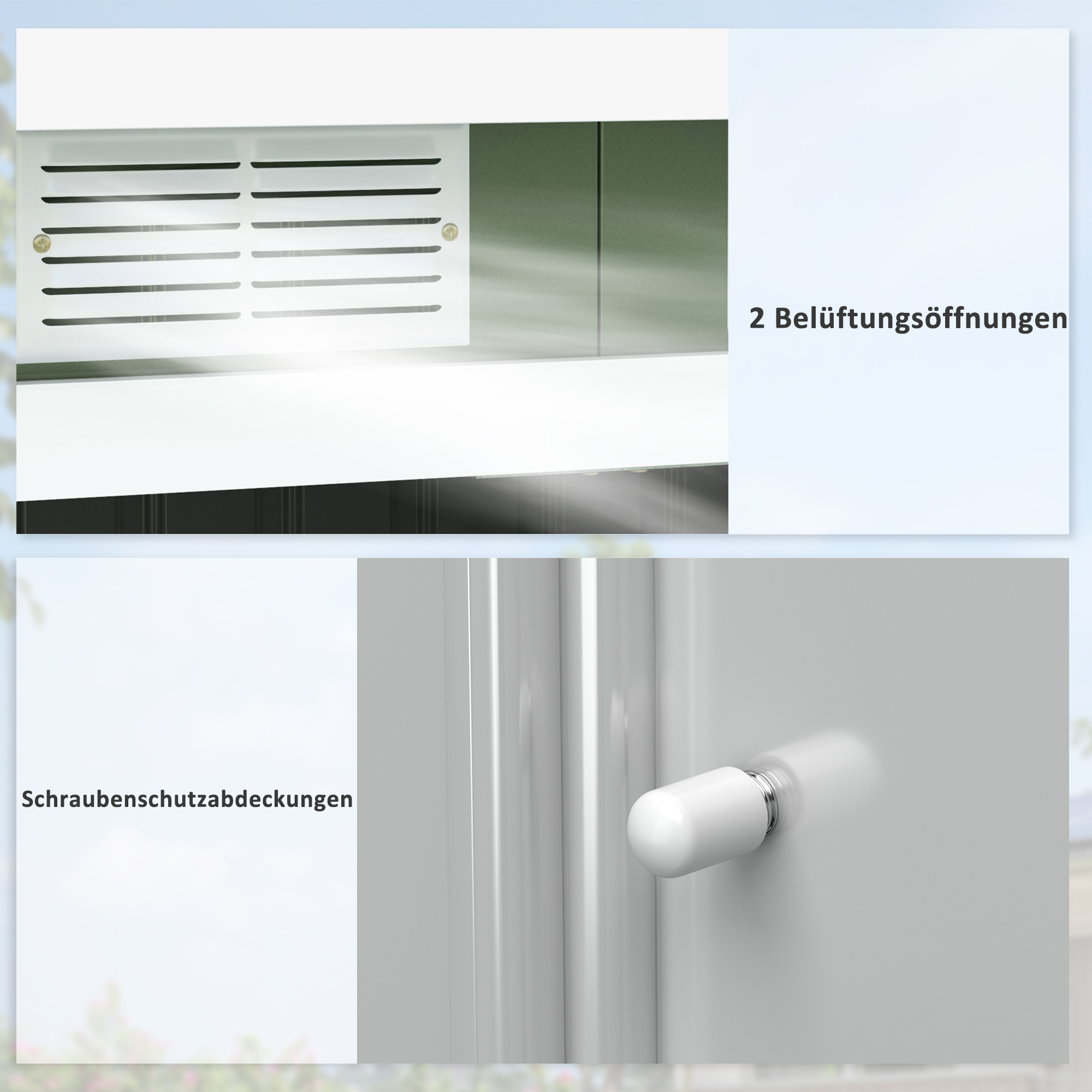Metall Gerätehaus 6,3m³ 280x130x172cm Geräteschuppen mit Pultdach Schiebetür wetterfest Gartenhaus Outdoor Garten Schuppen Schrank für Hinterhof Außenbereich Anthrazit, Hellgrün