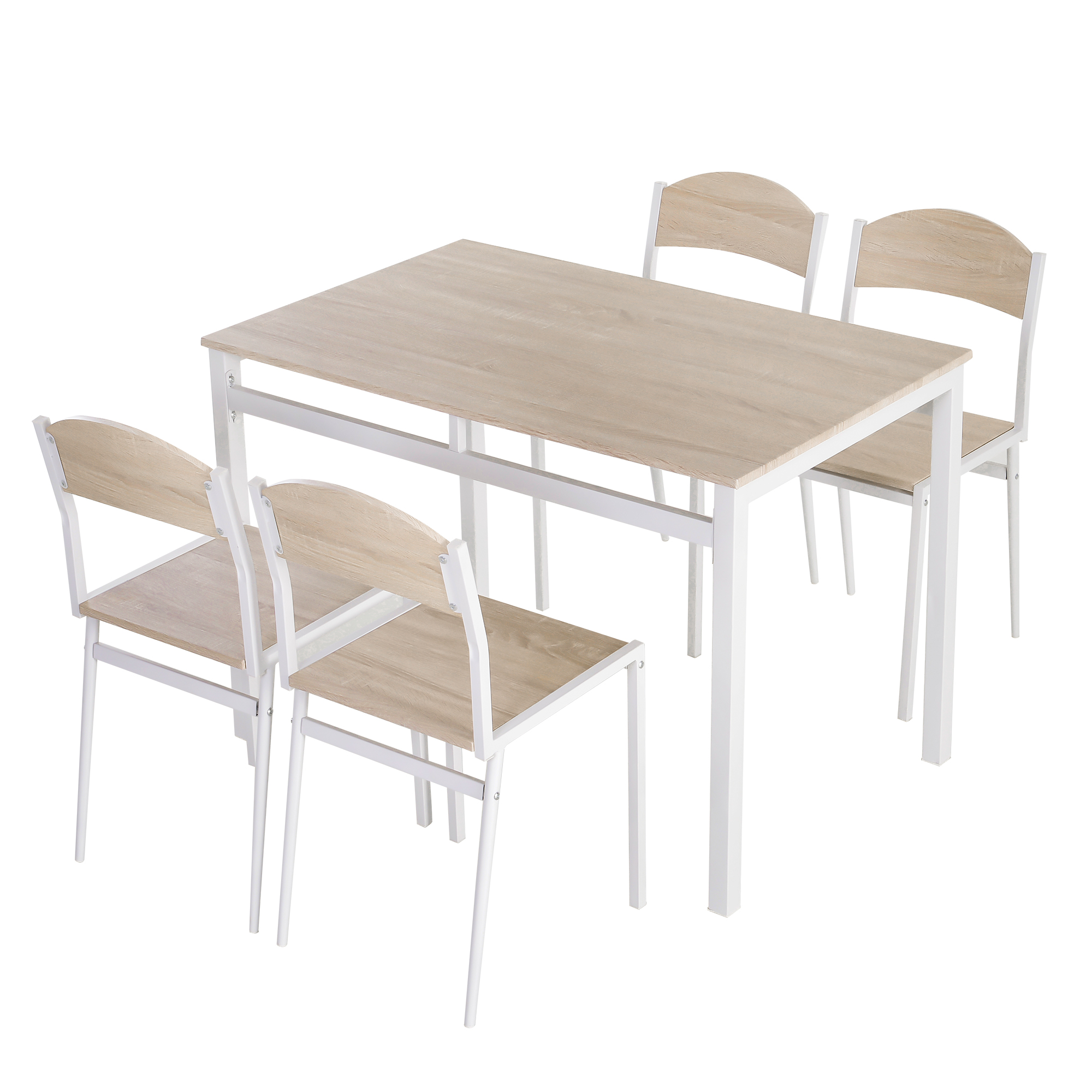 5-teilige Essgruppe Esstisch mit 4 Stühlen Platzsparend Küchentisch-Set Sitzgruppe für Esszimmer, Küche, Grau+Weiß