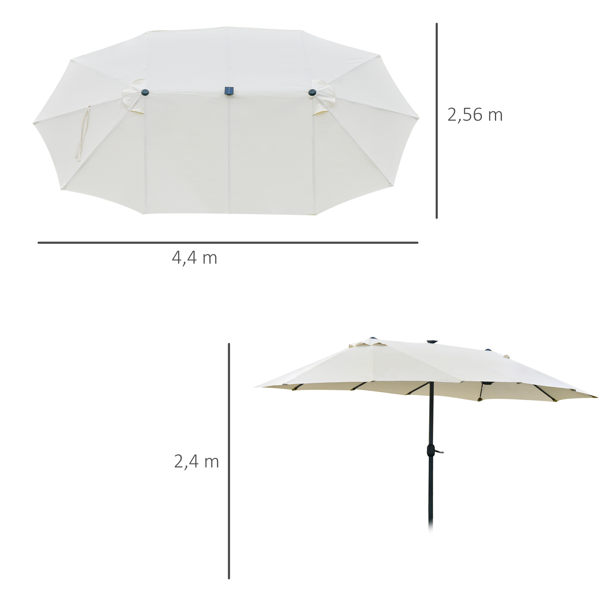 Sonnenschirm Oval Cremeweiß 440 x 256 cm