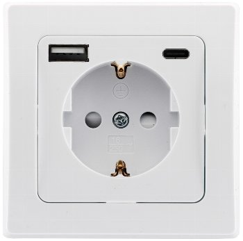 DELPHI Schutzkontakt-Steckdose, weiß / 230V~/ 16A, Unterputz, USB-A/C PD 3.0
