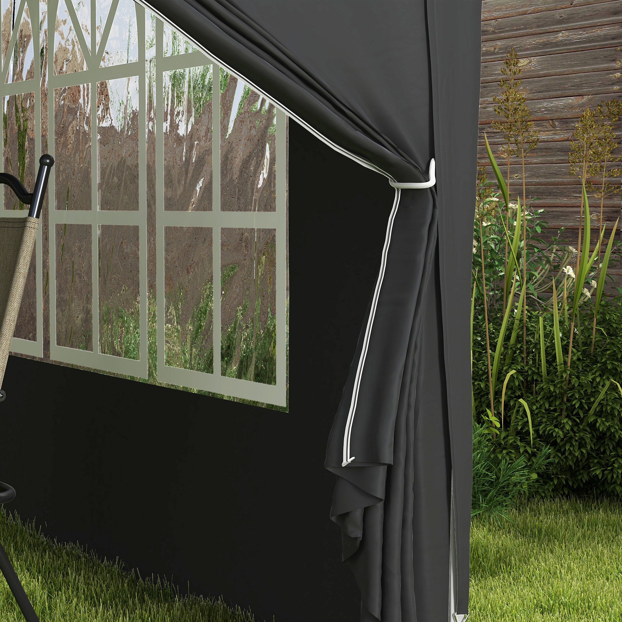 3 x 3 m Pavillon mit 4 Seitenwänden, Fenster, Festzelt mit UV-Schutz, Gartenzelt inkl, Tragetasche, Stahl, Schwarz