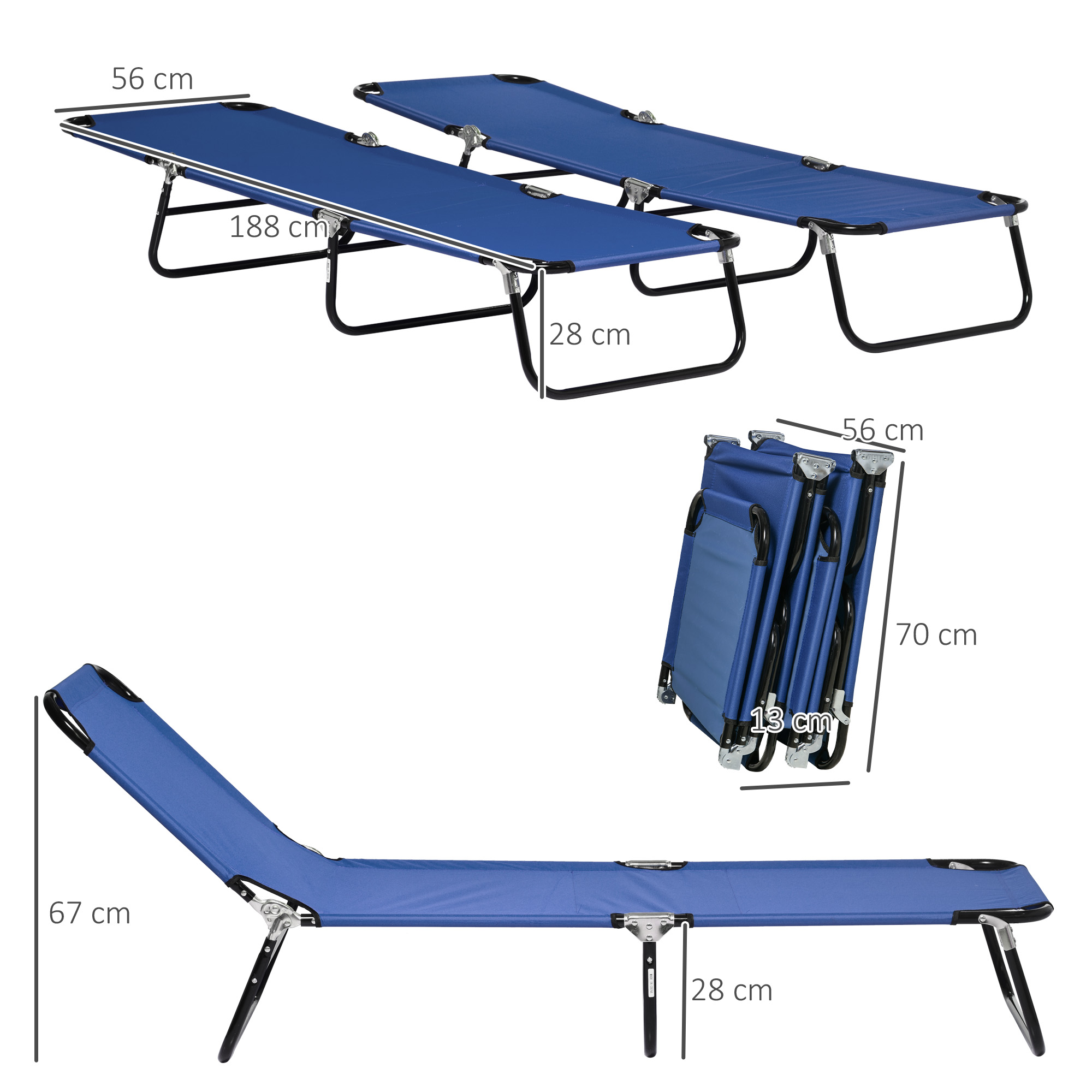 2er Set Sonnenliege klappbar Gartenliege mit 5-Fach höhenverstellbarer Rückenlehne bis 120kg belastbar