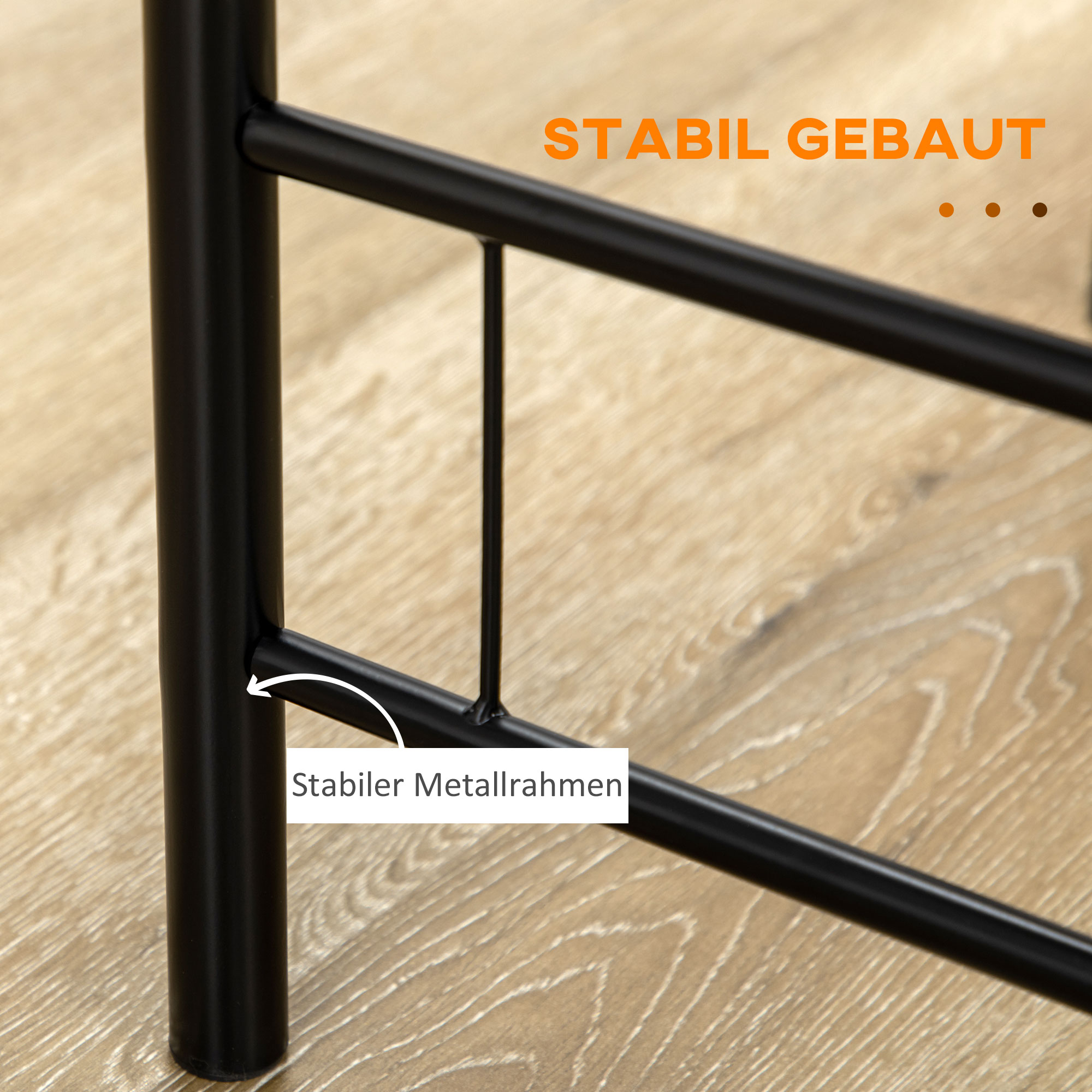Bistro-Set Esstisch Küchentisch mit Stühlen Set, 1 Tisch, 2 Stühle, 80 cm x 53 cm x 74,5 cm, Schwarz