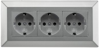 3-fach Steckdosenblock, silber, 250V~/ 16A, Aufbaumontage