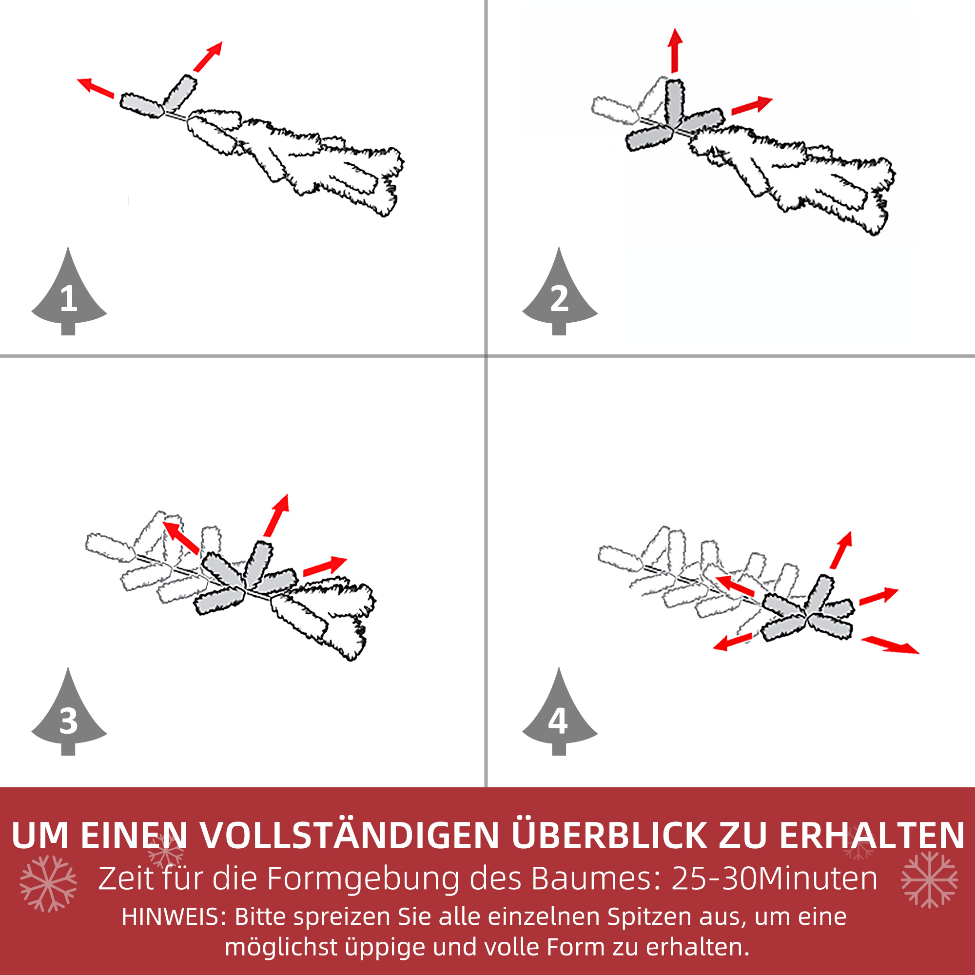 Künstlicher Weihnachtsbaum, Schnee-Effekt, flammenhemmend, Scharnierkonstruktion, Grün/Weiß