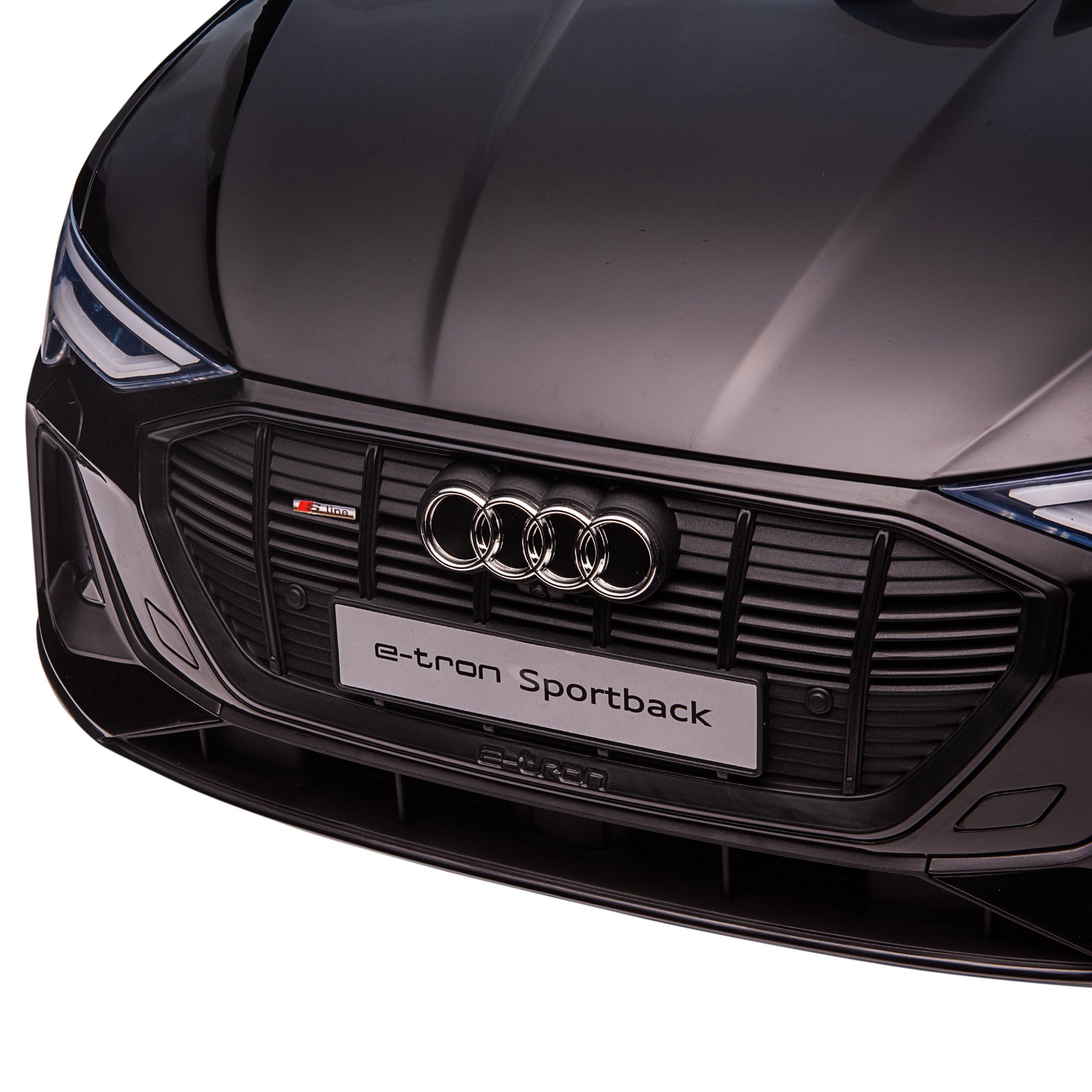 Elektro Kinderauto 12V Elektrofahrzeug Audi E-tron Elektroauto mit Fernbedienung, Sicherheitsgurt, Musik (MP3/USB/TF), Kinderfahrzeug für Kinder 3-5 Jahre, 3-5 km/h, Schwarz