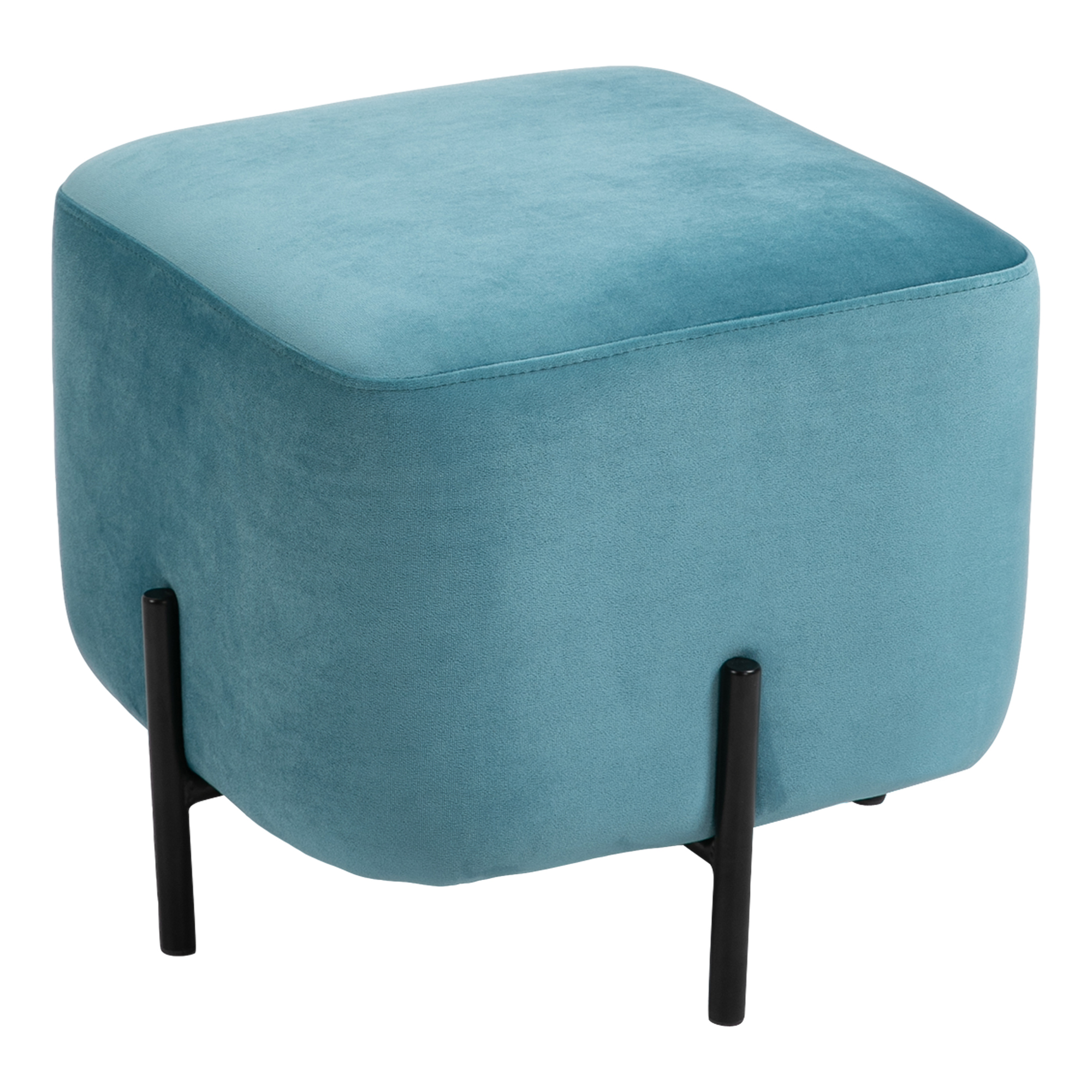 Fußhocker Fußstütze gepolstert Polyester Stahl Schaumstoff Türkis 44,5 x 44,5 x 41,5 cm