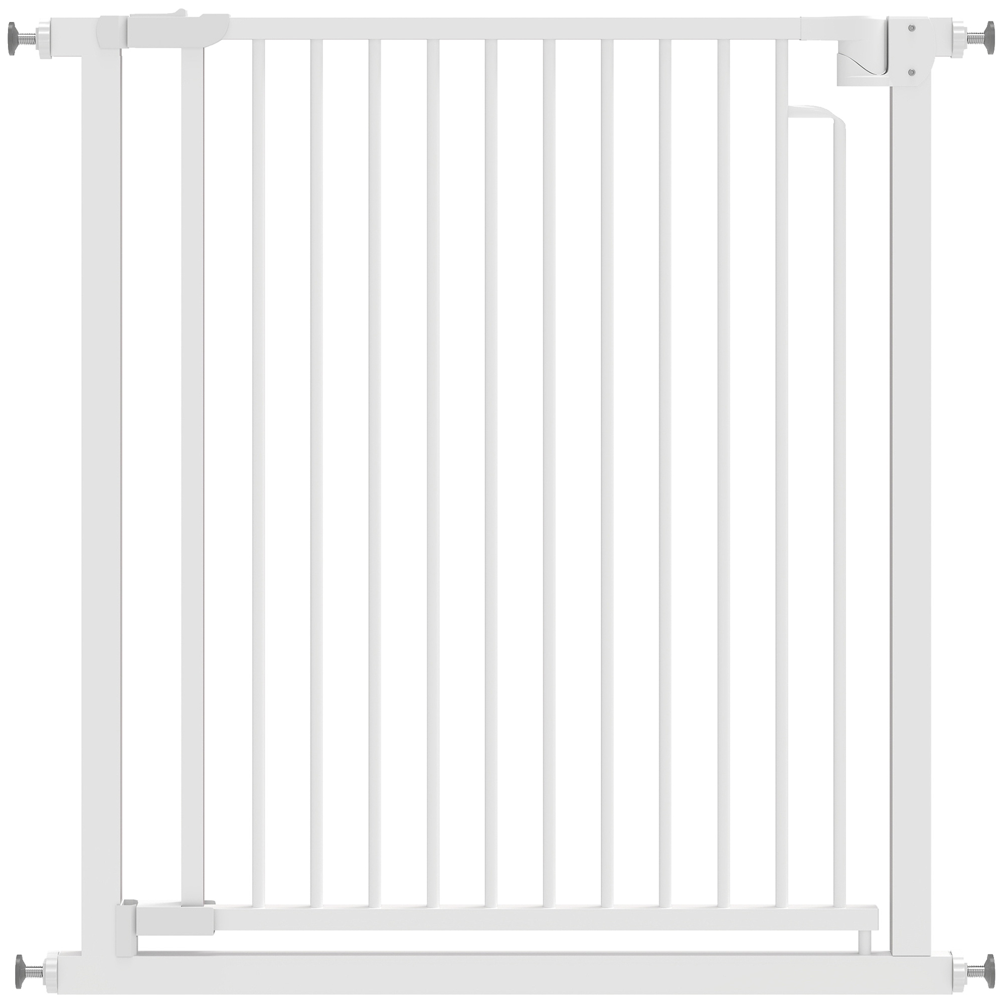 Treppenschutzgitter Absperrgitter ohne Bohren mit automatische Schließung für Kinder Küche Treppe 76-80 x 76 cm Weiß
