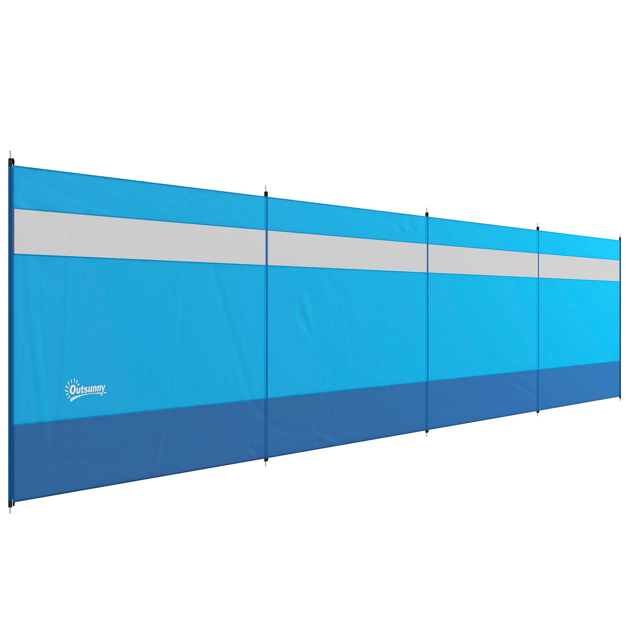 Windschutz mit Sichtfenster und Tragetasche, Stahlstangen, 725x140cm, Blau
