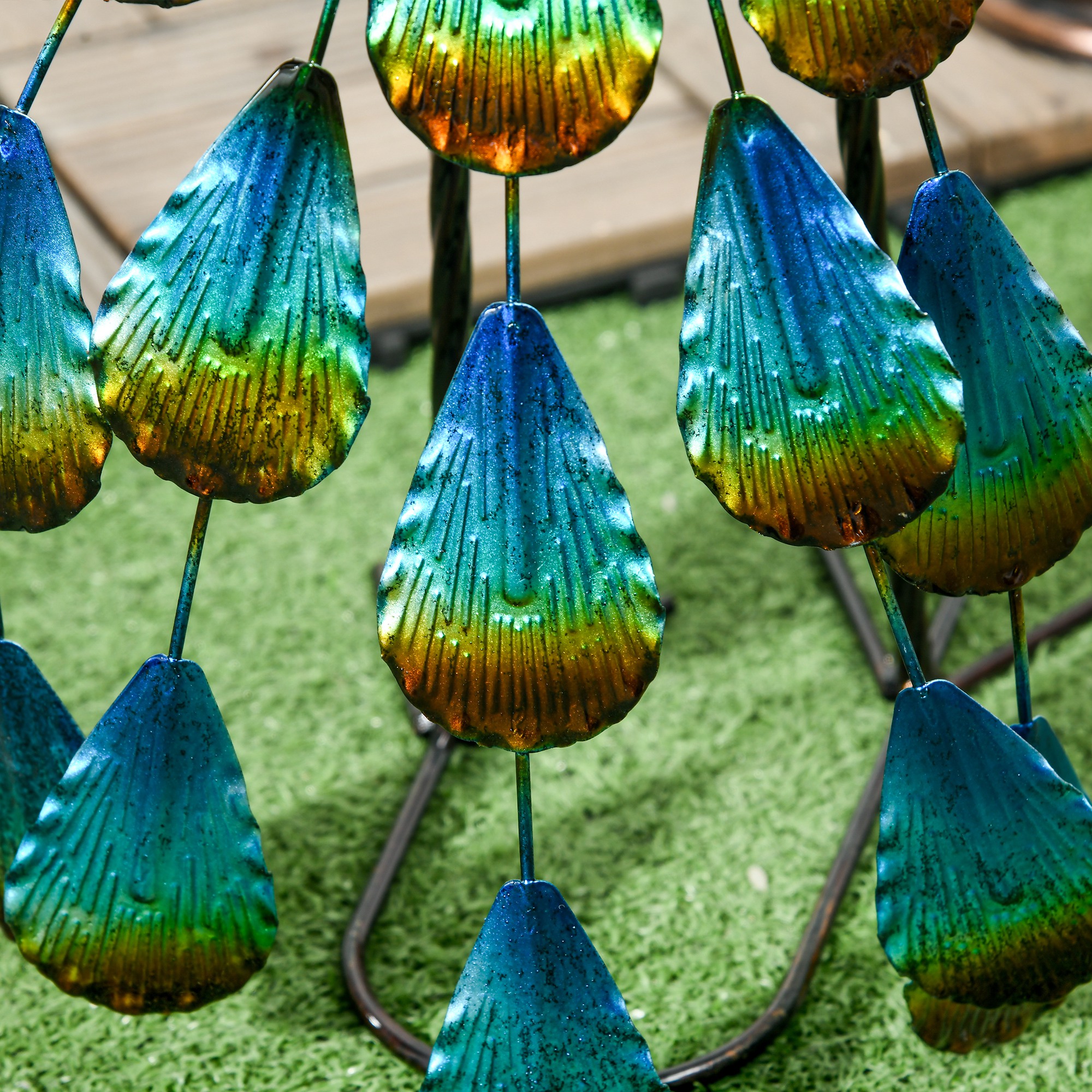 Gartenstatur Gartendekoration Pfau, 25 x 29 x 59 cm, Mehrfarbig
