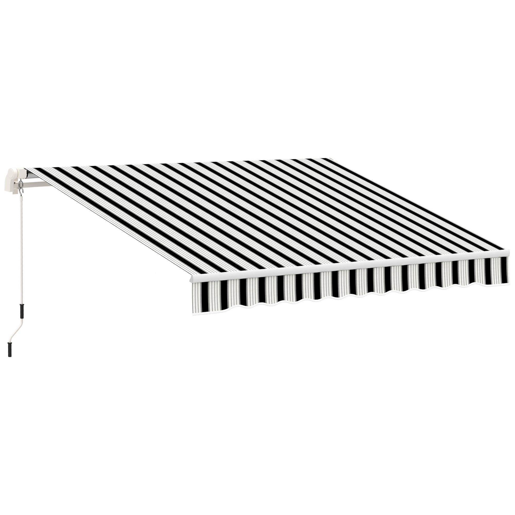 Markise, Sonnenschutz, einfahrbar, mit Handkurbel, Metallrahmen, Polyester, blau+weiß, 3,95 x 2,45 x 3,50 m