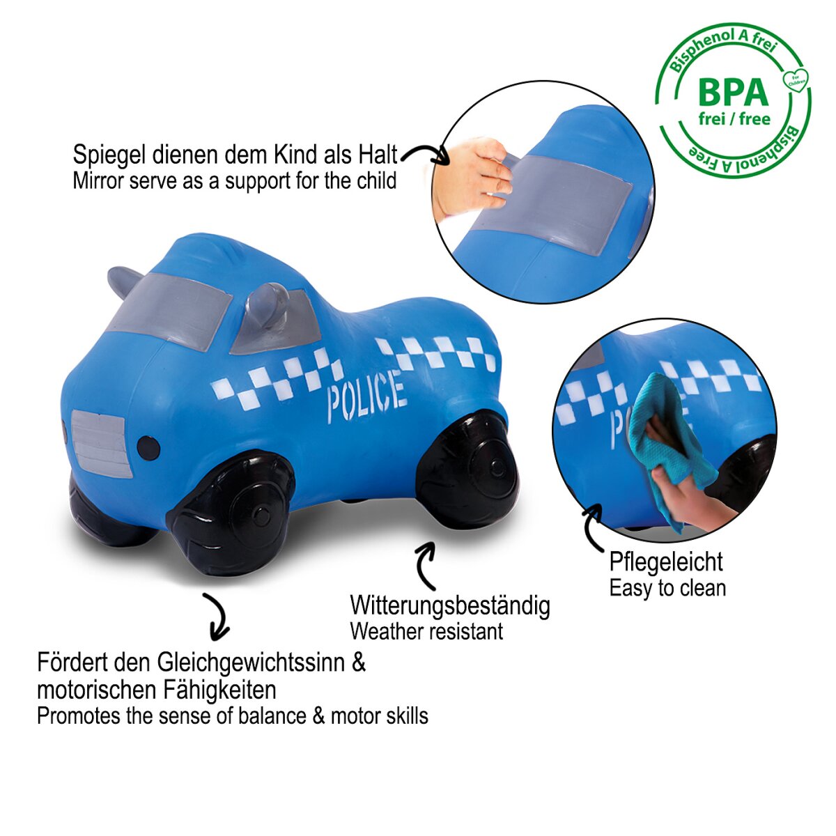 Hüpfauto Police Truck mit Pumpe