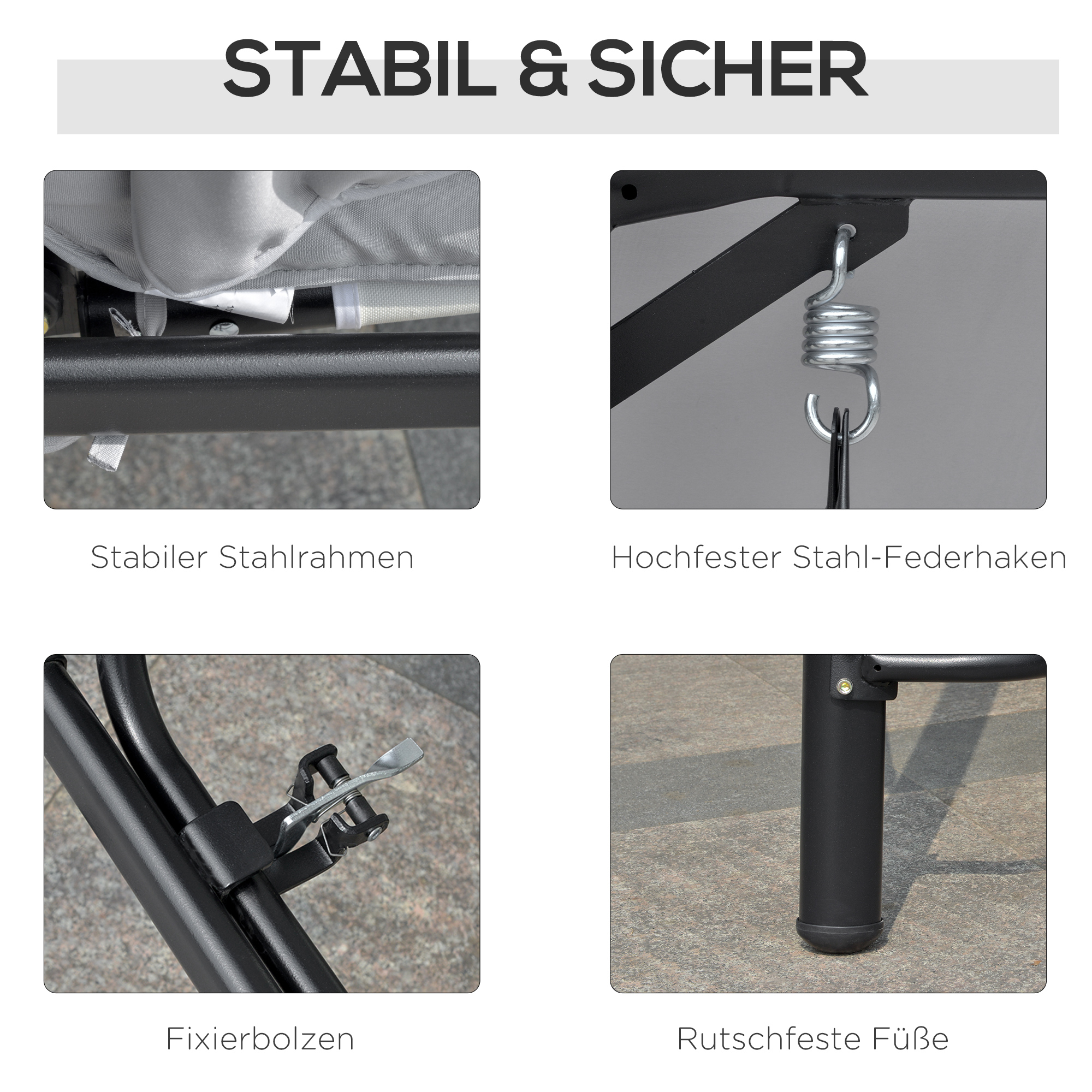 Hollywoodschaukel mit Lesefunktion, Gartenschaukel mit Baldachin, Outdoormöbel, Grau