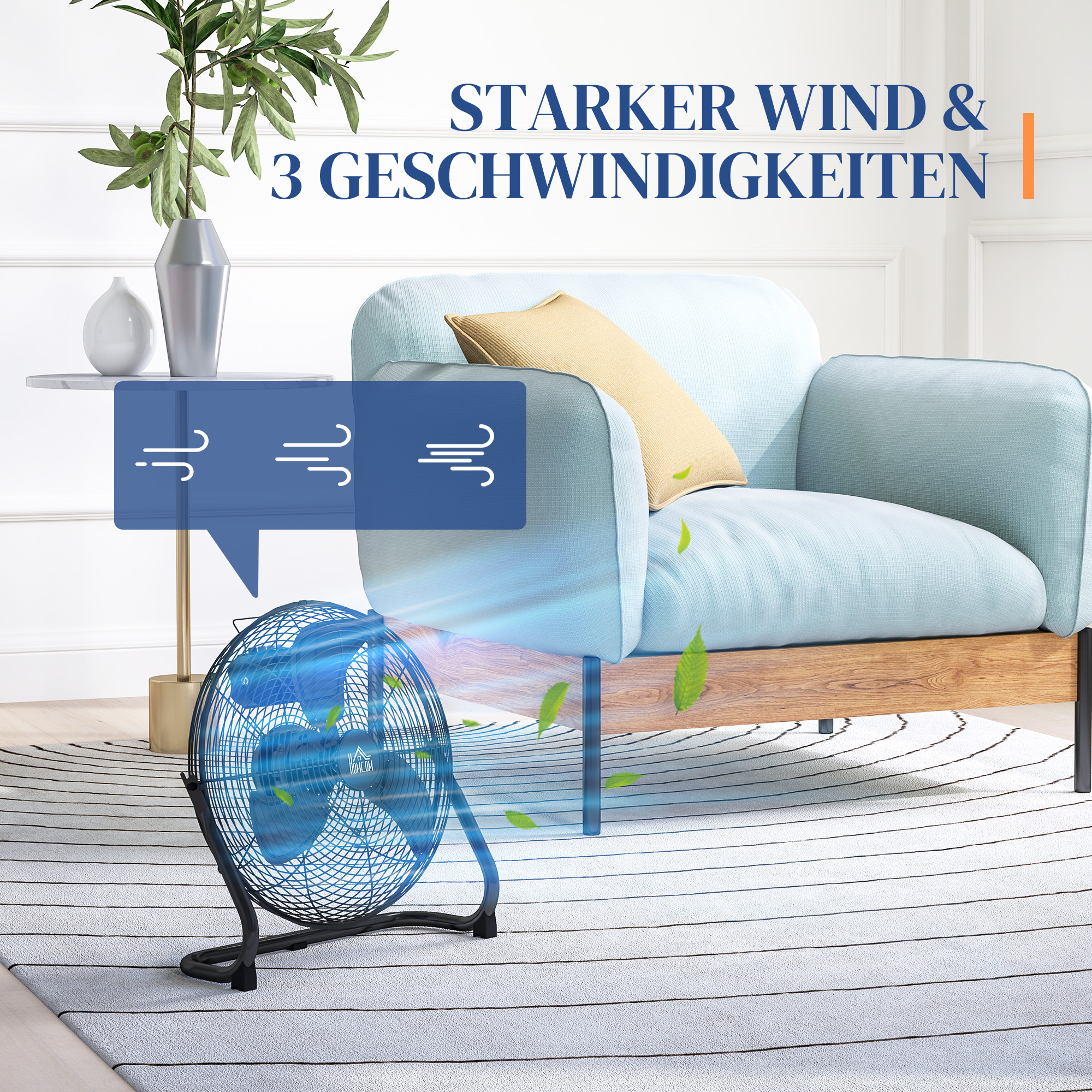 Ventilator für den Schreibtisch, Klimaanlage, 4 Geschwindigkeiten, drehbar, Schwarz
