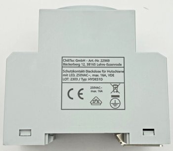 Schutzkontakt-Steckdose für Hutschiene / mit LED, 230V, 16A, VDE
